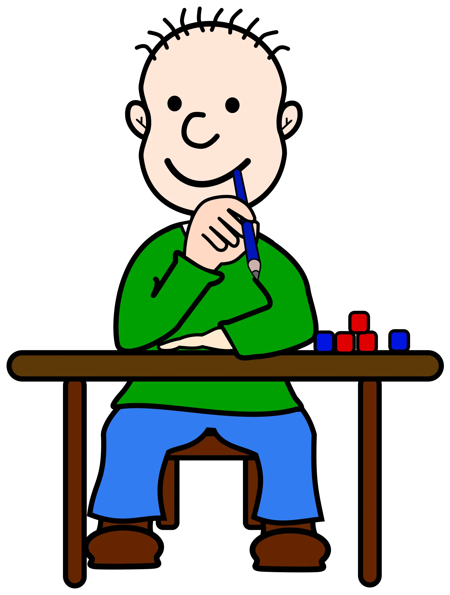 Cartoon Boy Writing at a Table