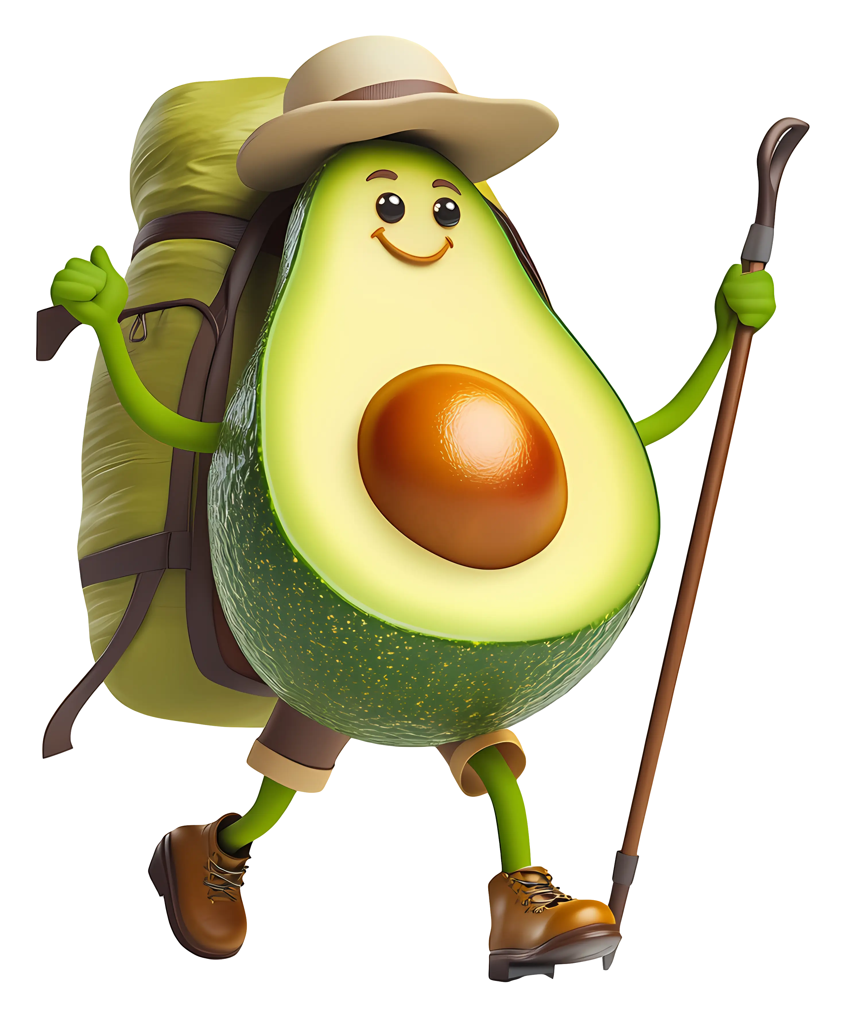 Hiking Avocado Cartoon