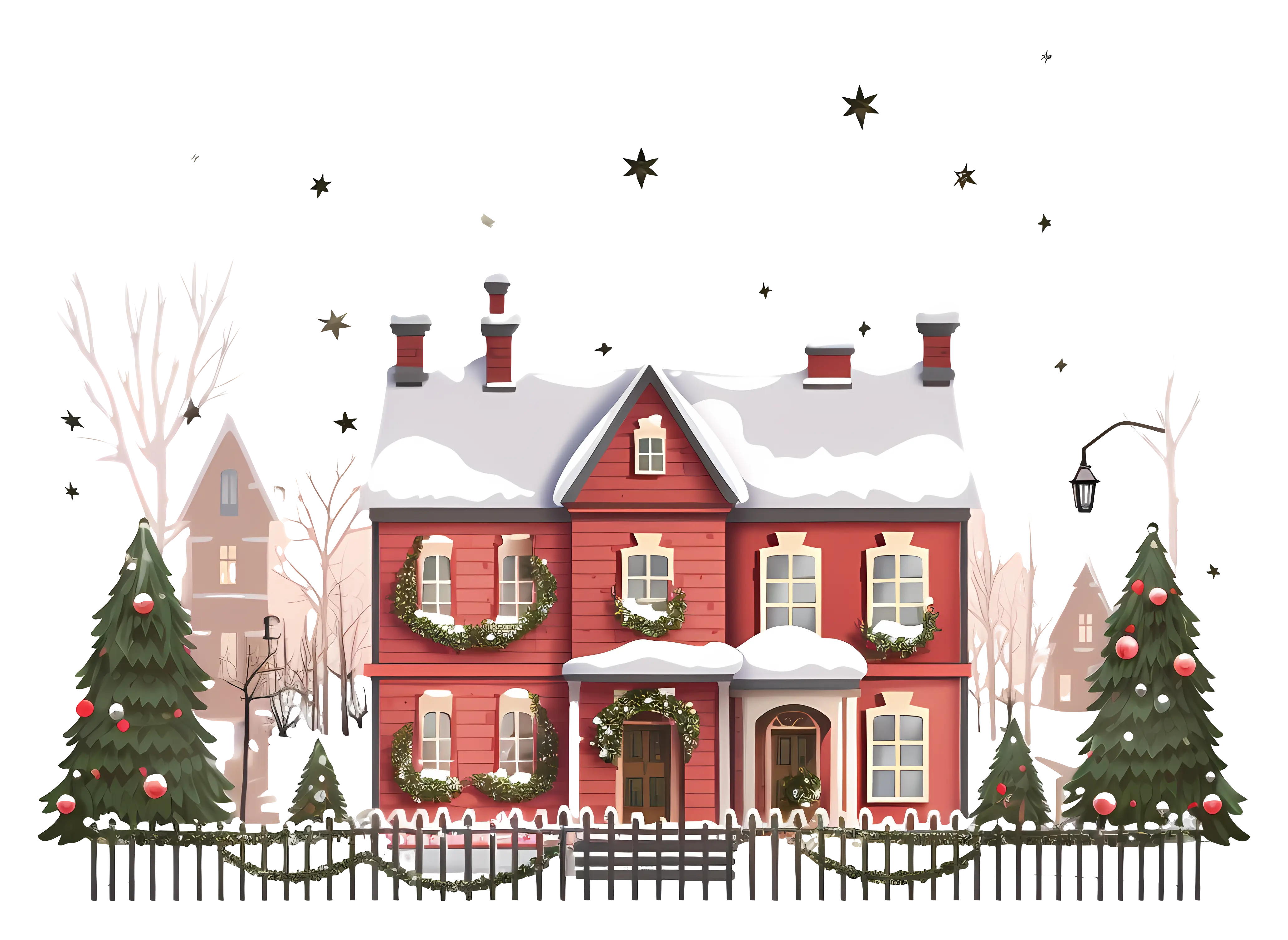 Cozy Christmas House with Decorations