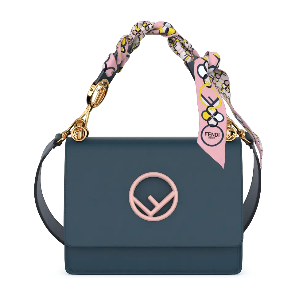 Blue Handbag with Floral Scarf