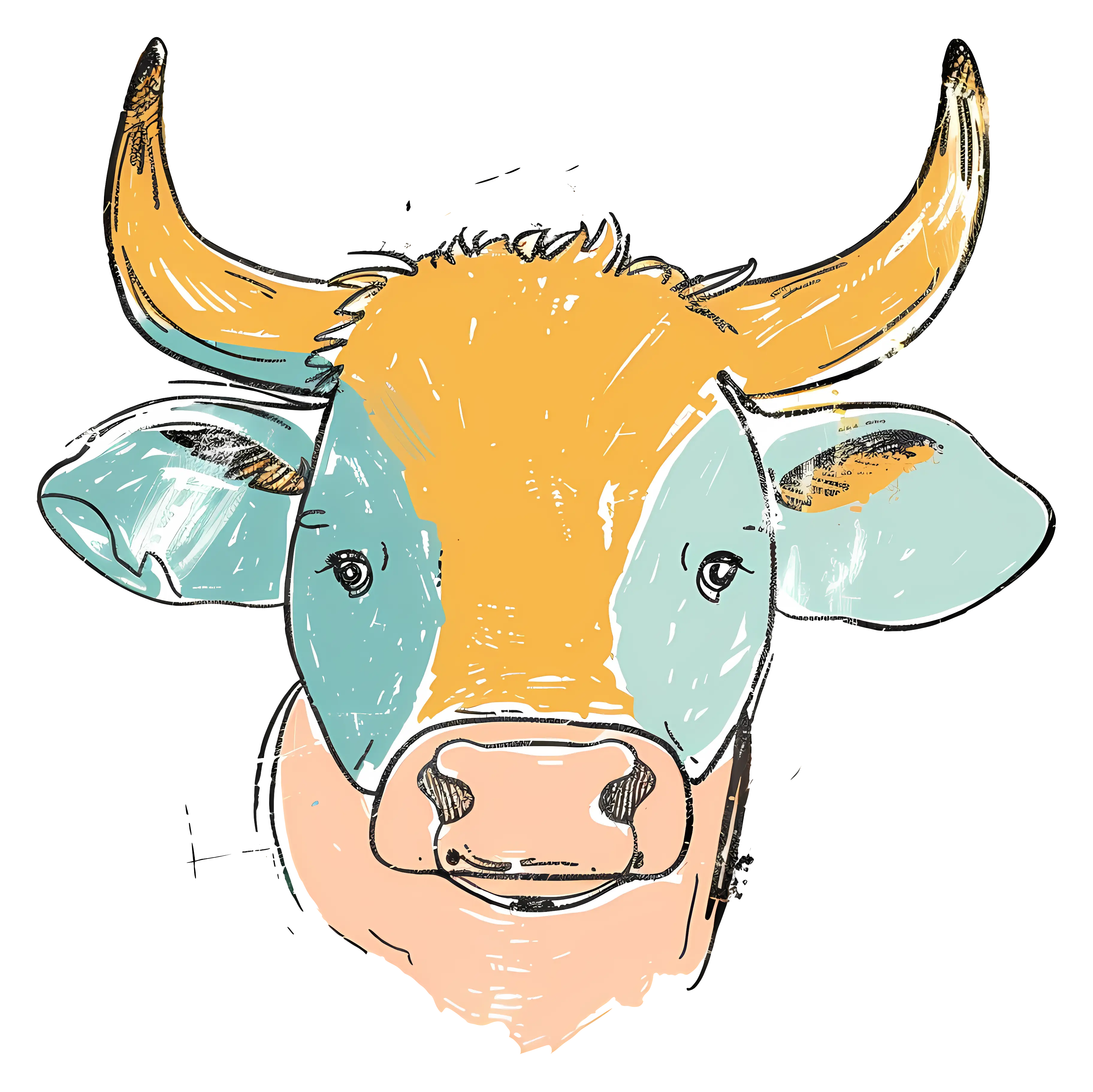 Colorful Abstract Cow Illustration