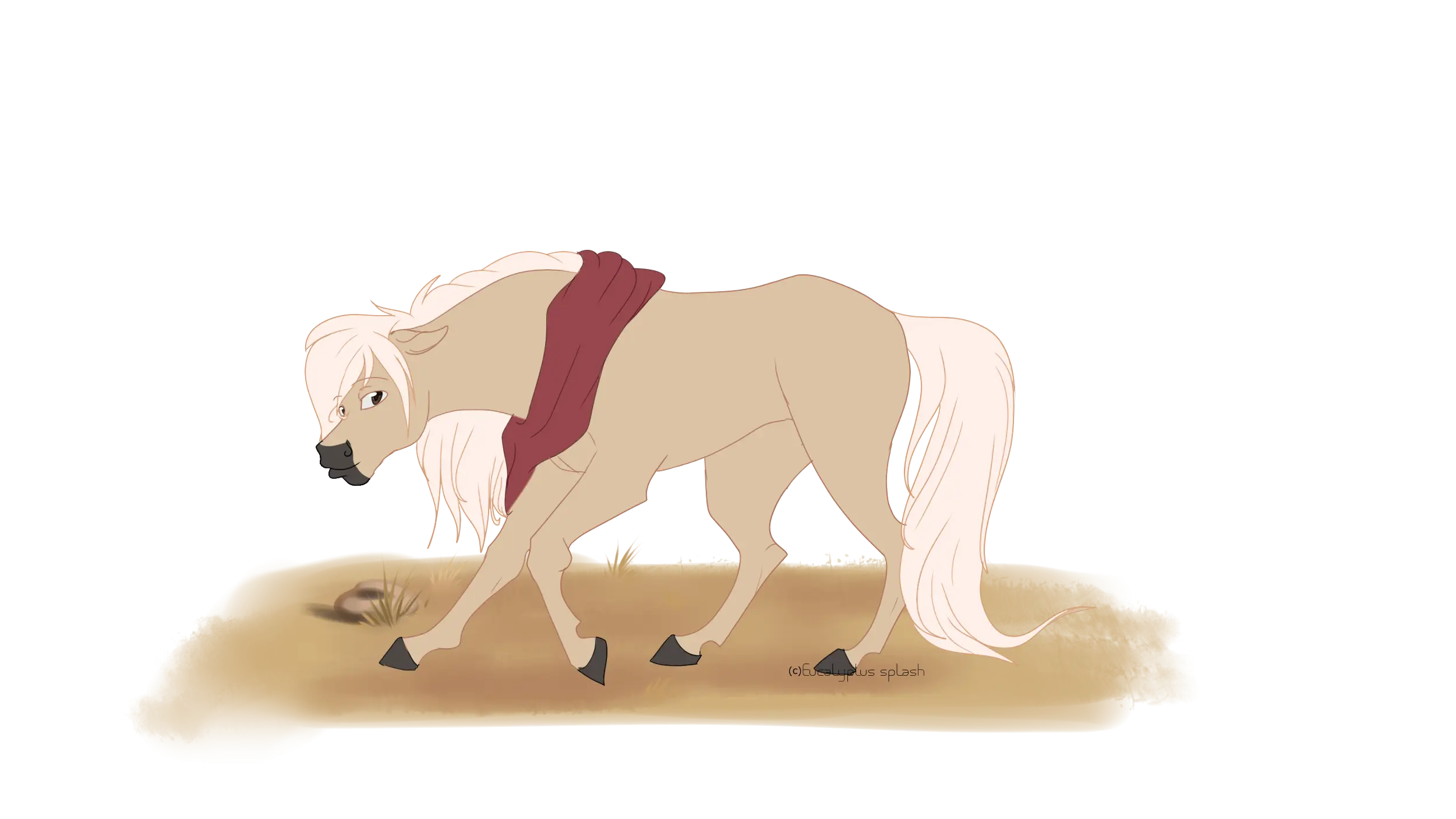 Beige Horse with Red Blanket
