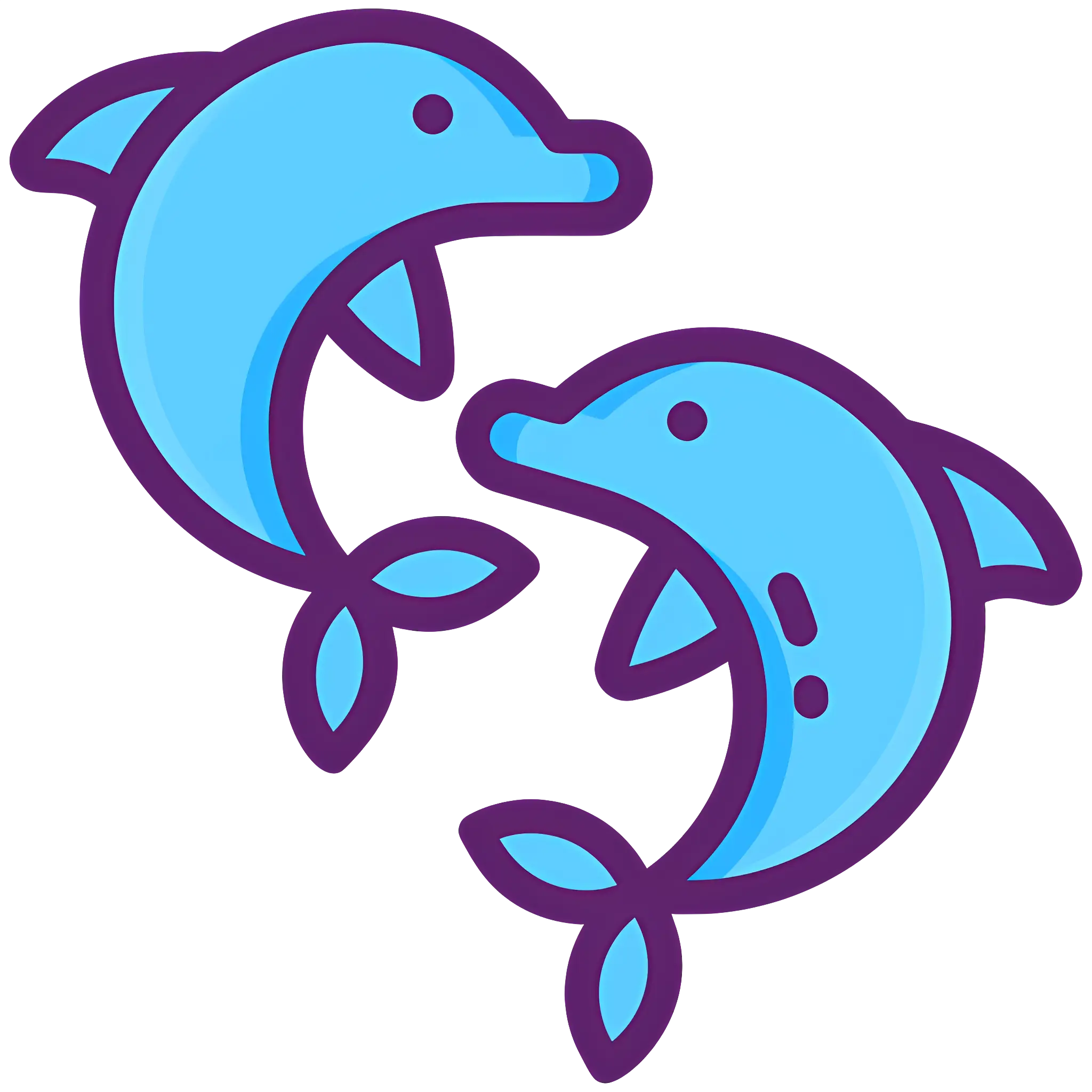 Two Blue Cartoon Dolphins