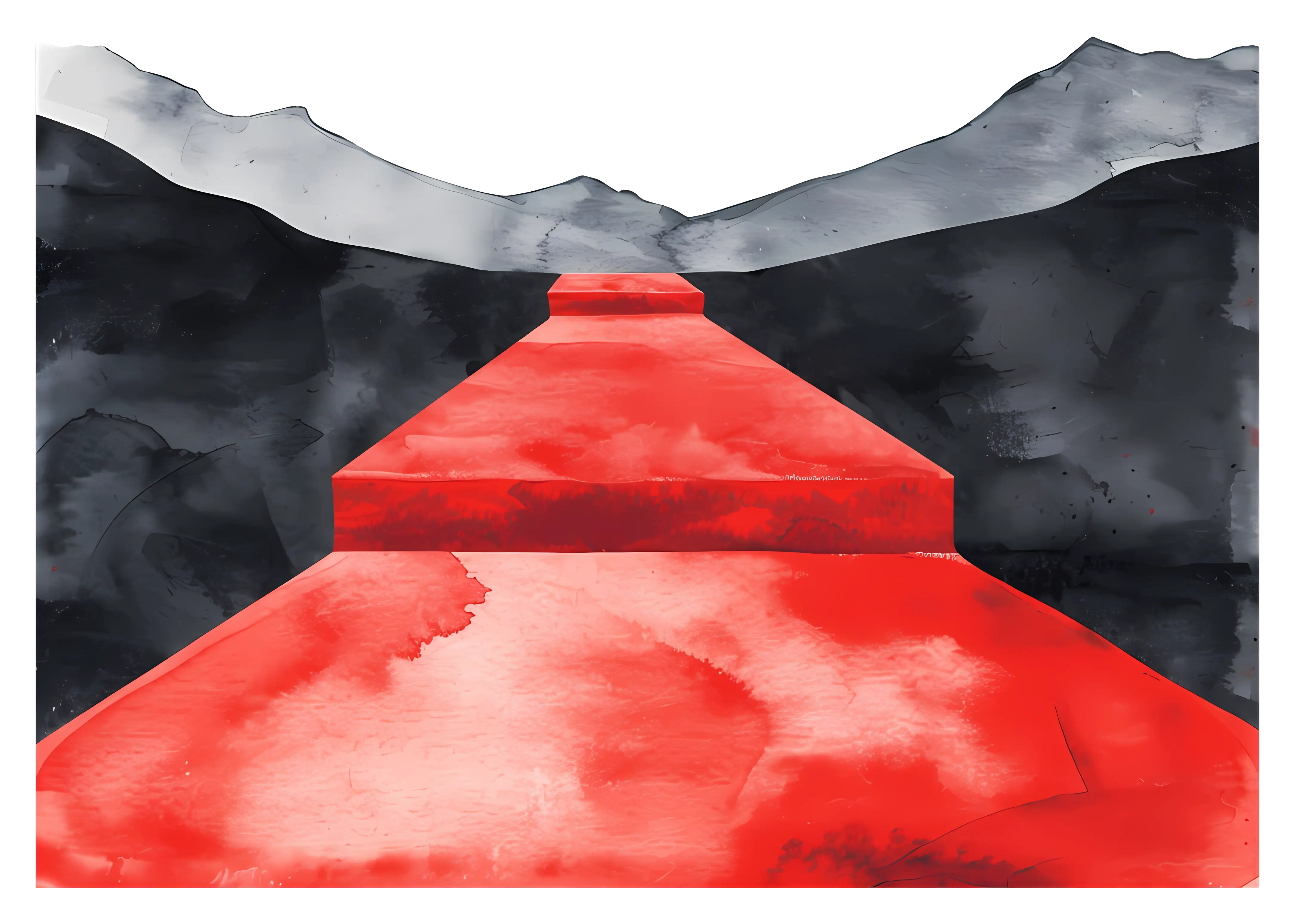 Red Carpet Pathway through Mountains
