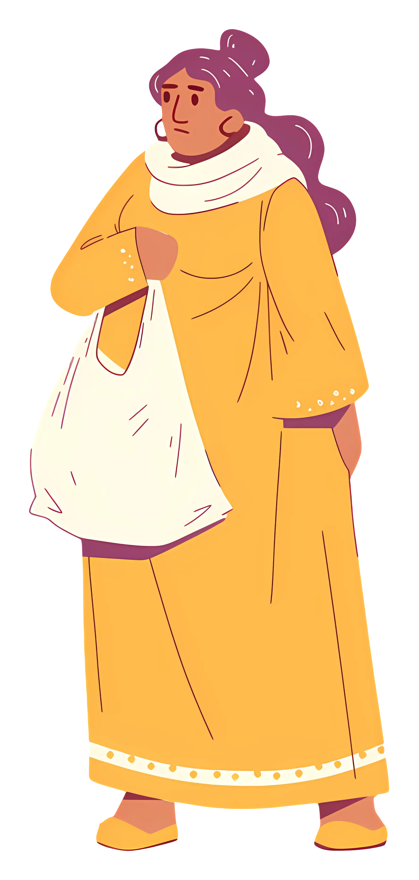 Woman in Yellow Dress with Shopping Bag