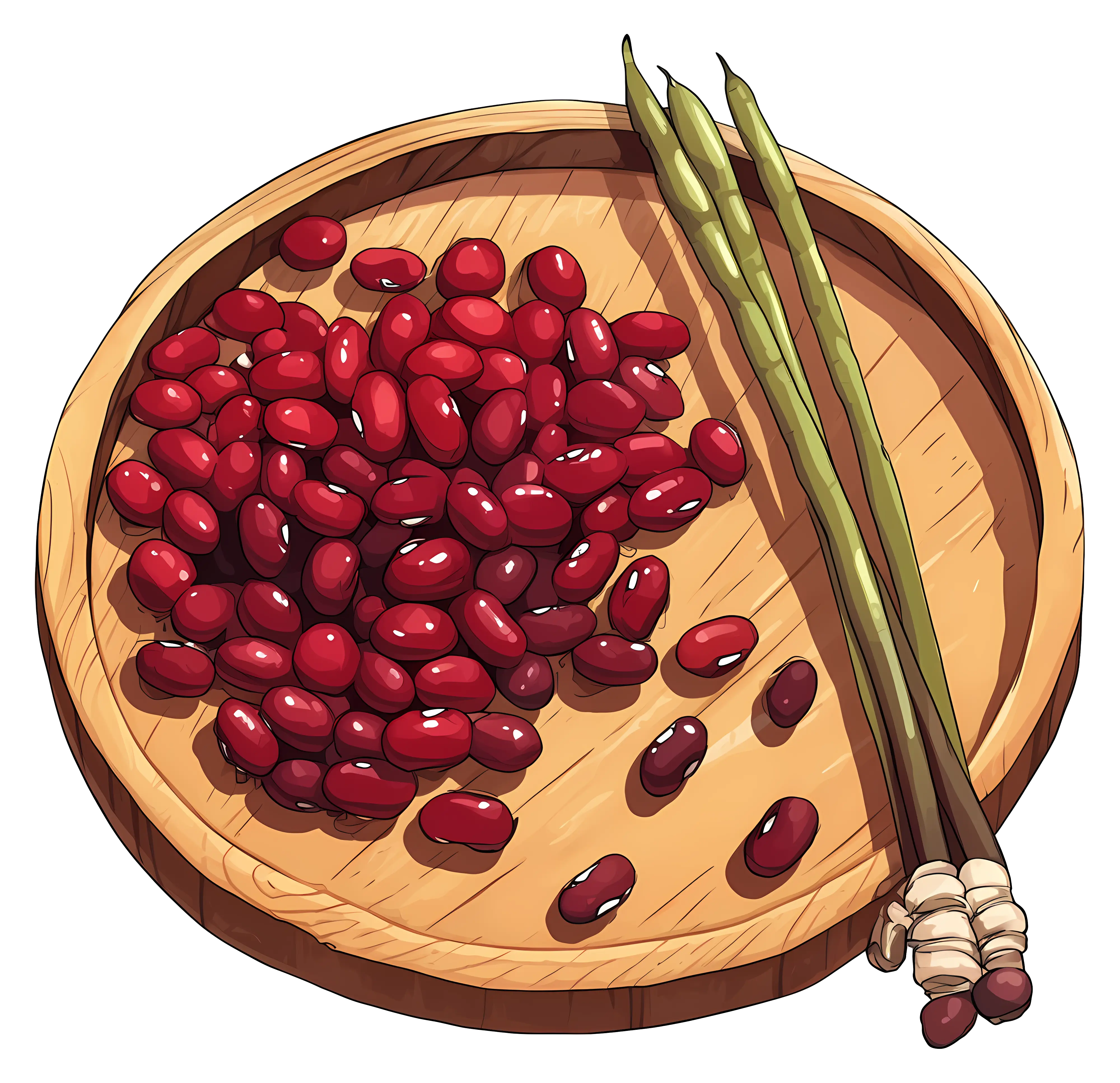 Red Beans on Wooden Plate