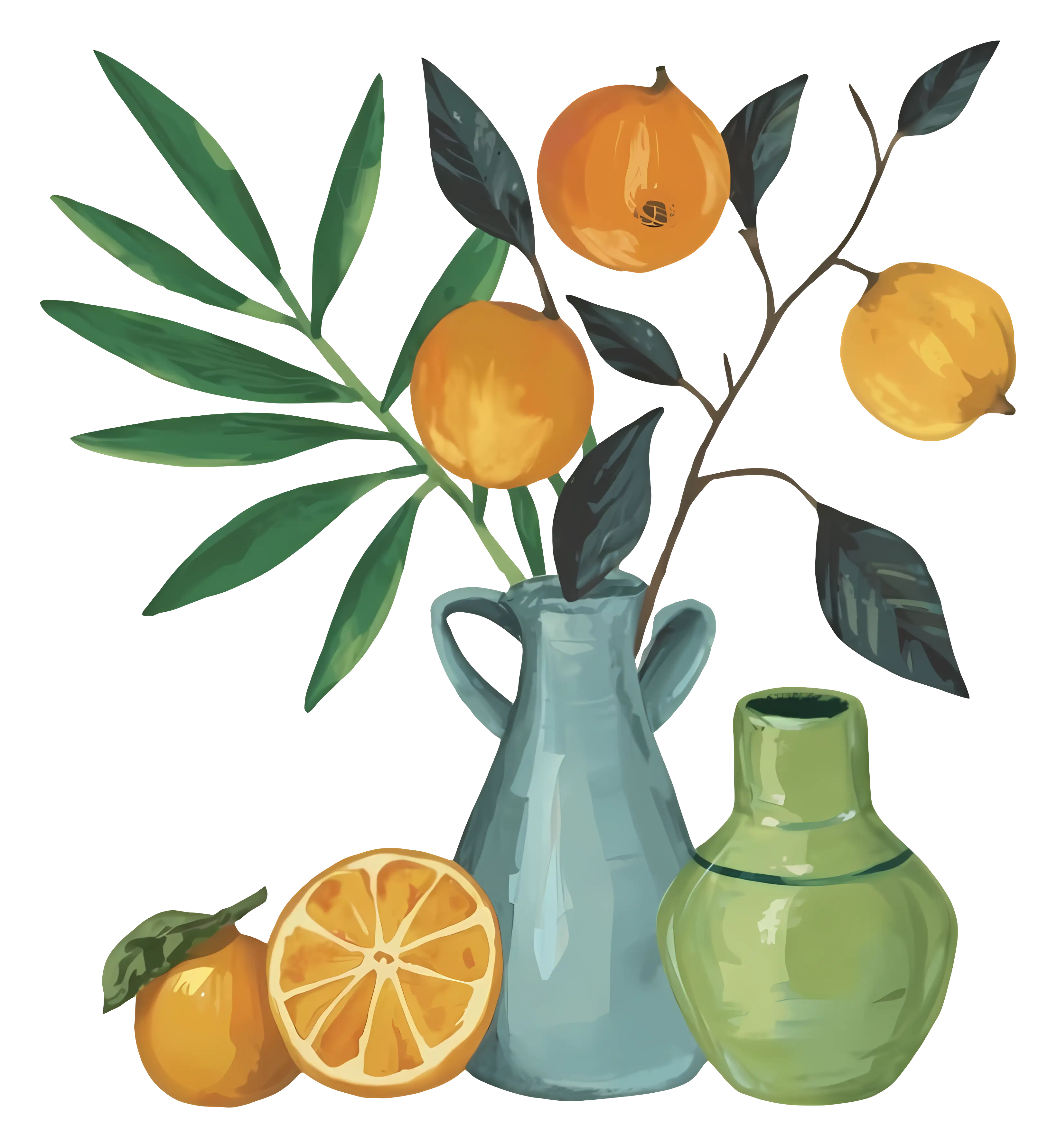 Artistic Vase with Oranges