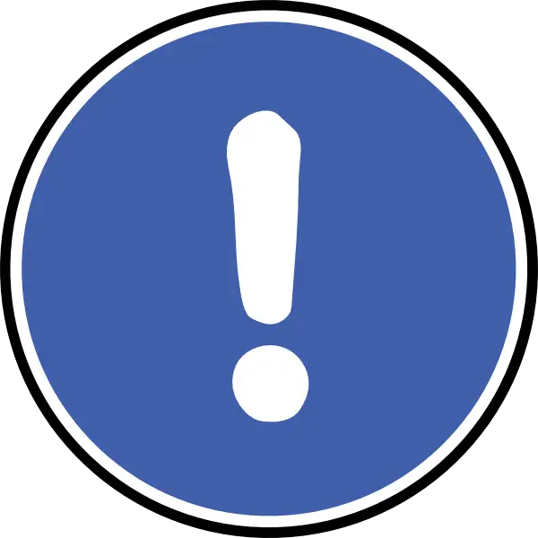 Blue Warning Sign with Exclamation Mark