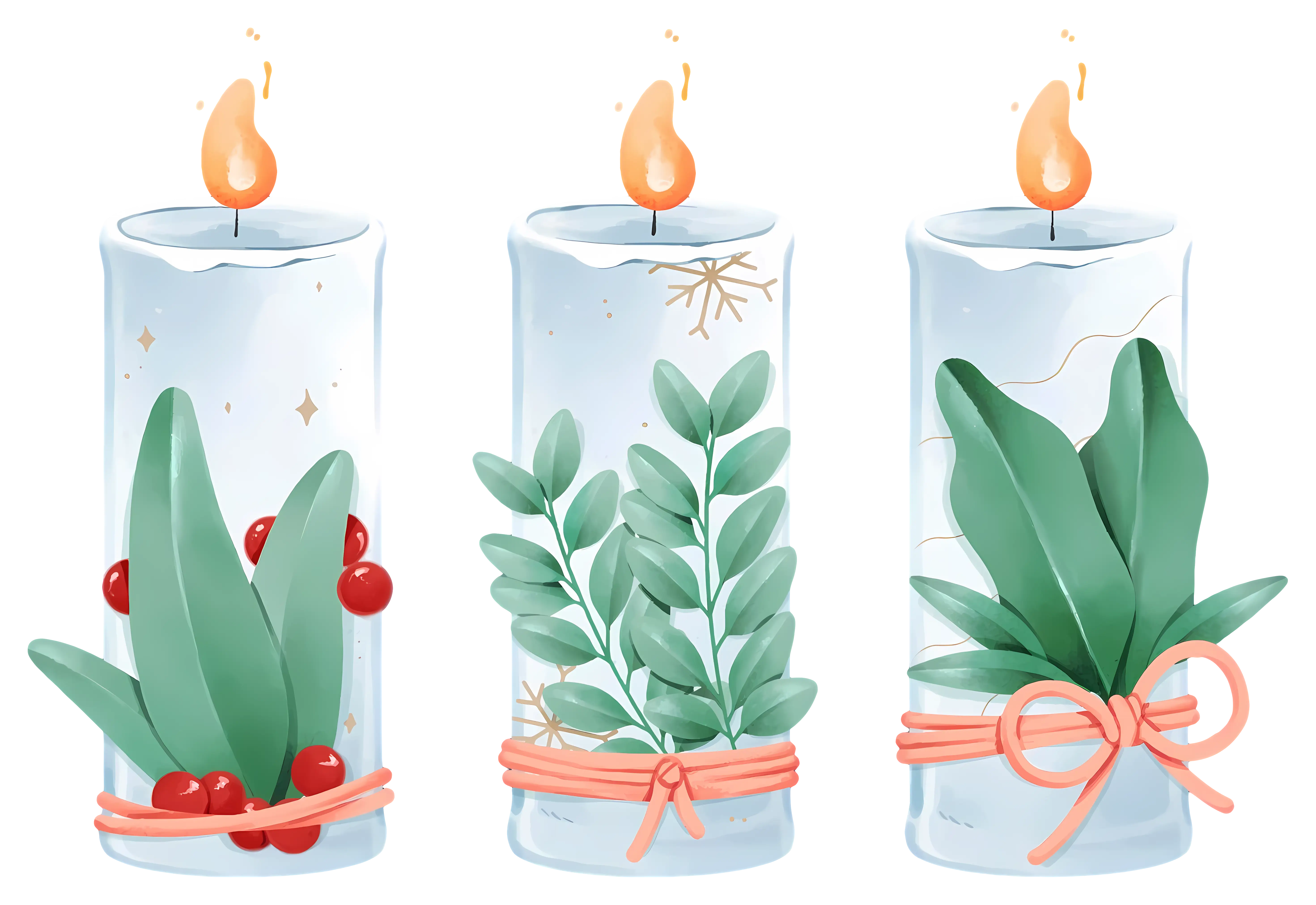 Decorative Candles with Leaves