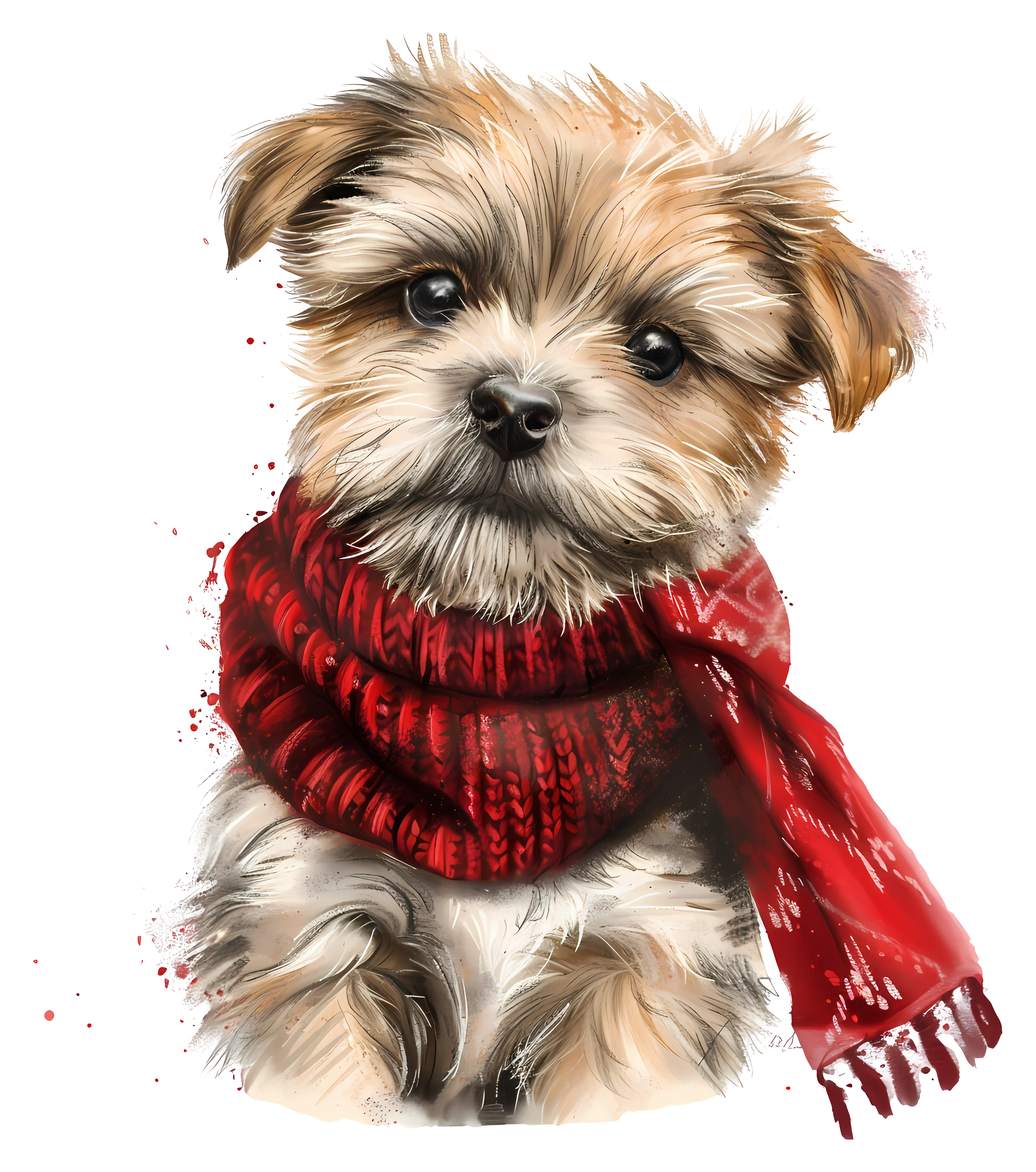 Adorable Puppy Wearing a Red Scarf