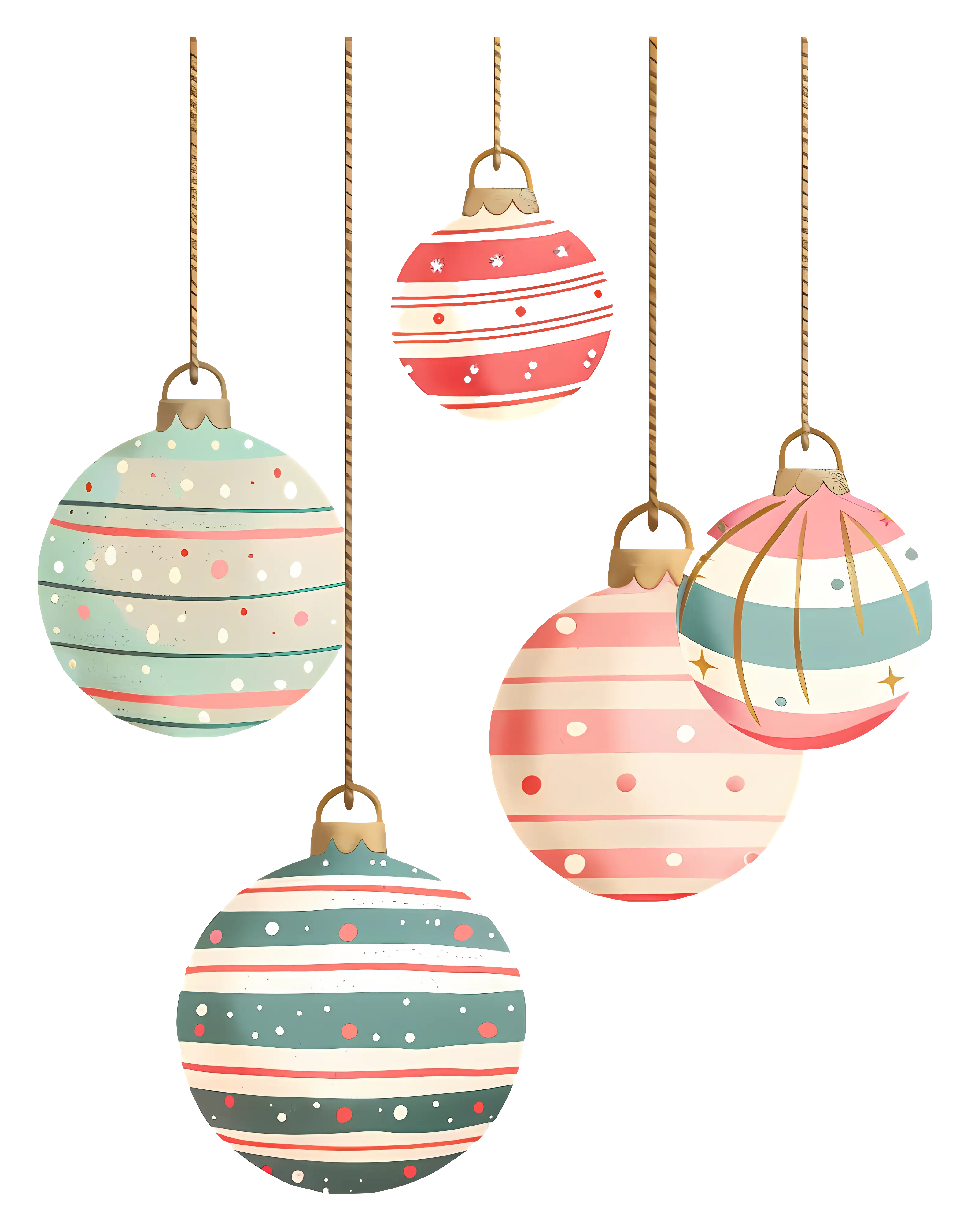 Striped Christmas Ornaments Illustration