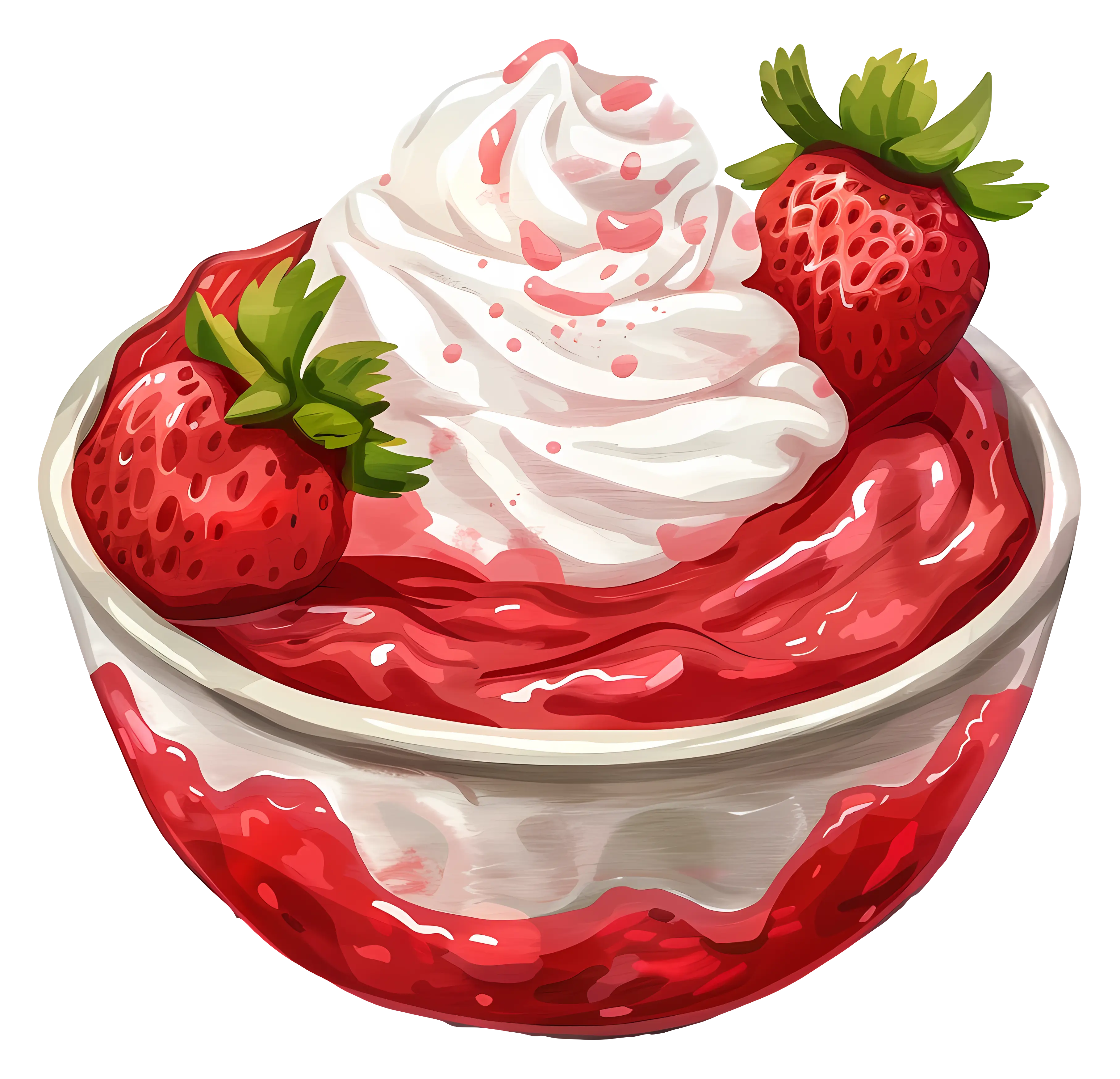 Strawberry Dessert with Whipped Cream Illustration