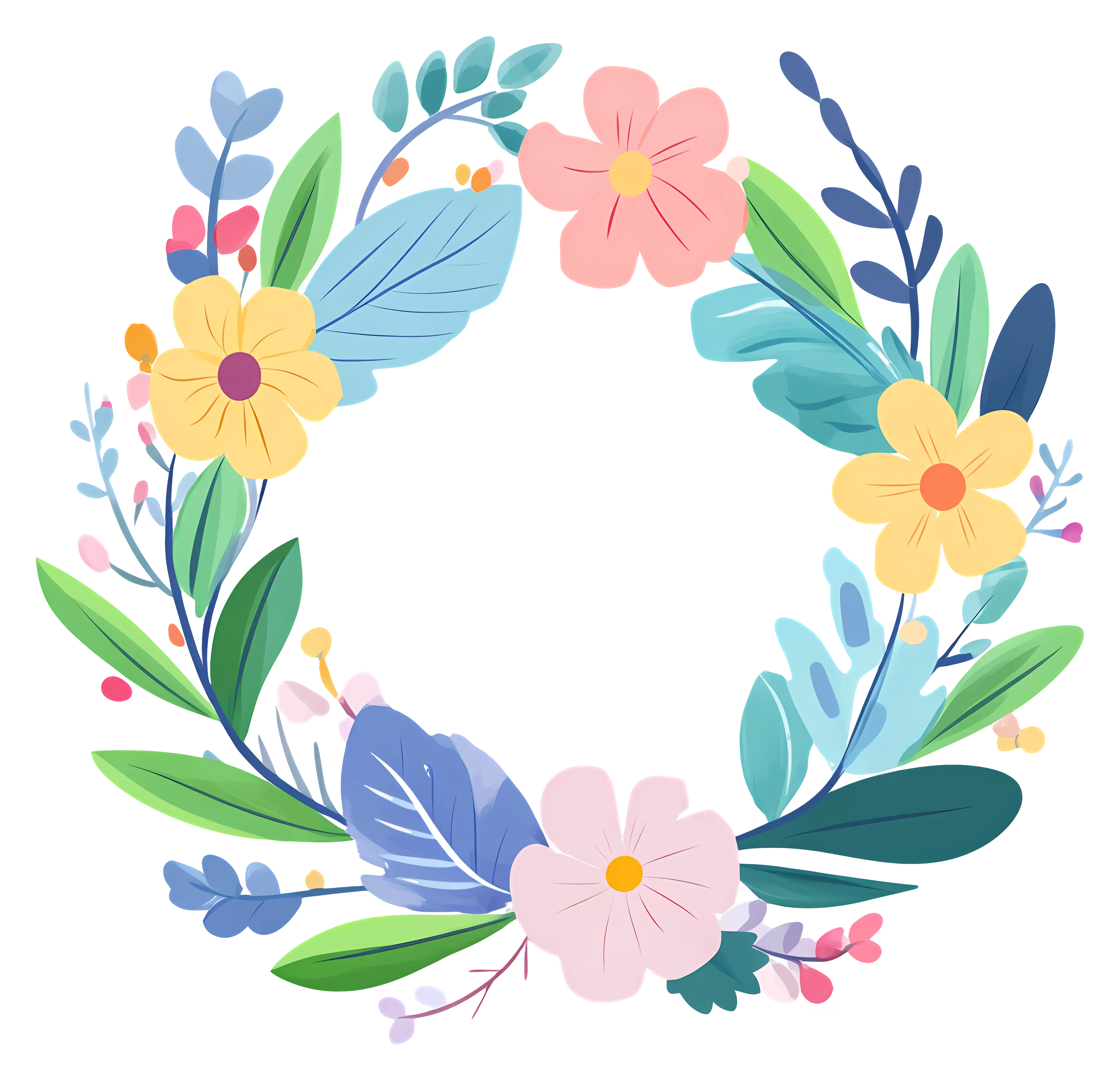 Floral Wreath with Pastel Flowers