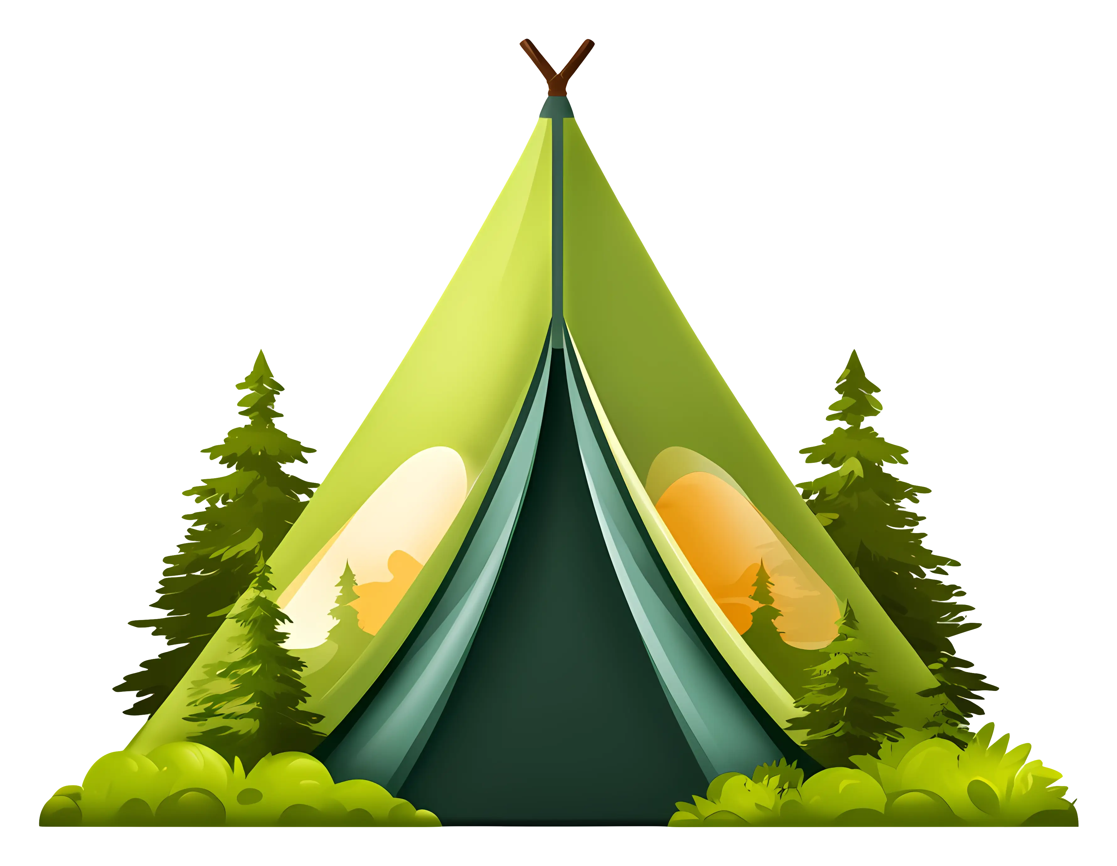 Green Tent Camping Scene