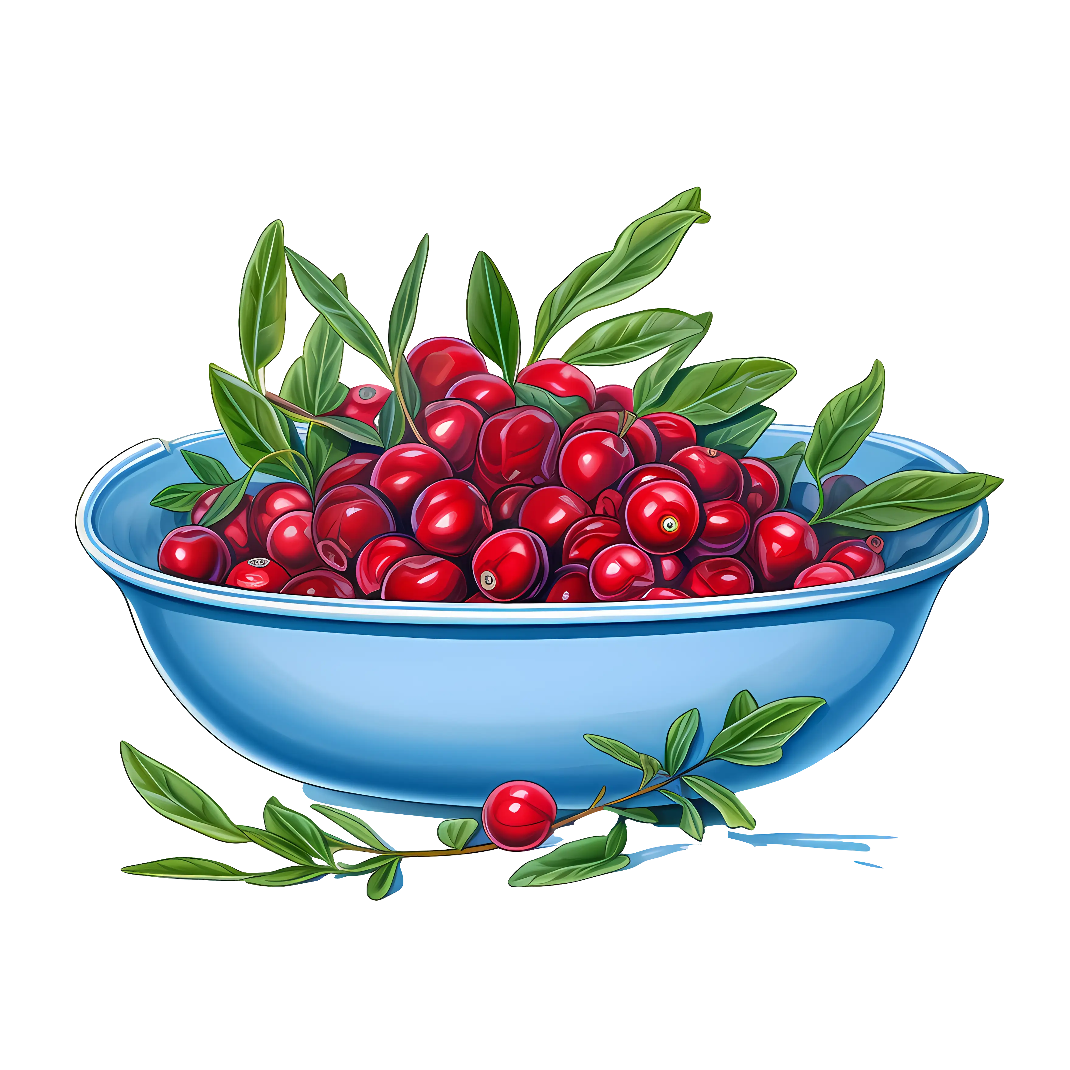 Fresh Cranberries in a Blue Bowl