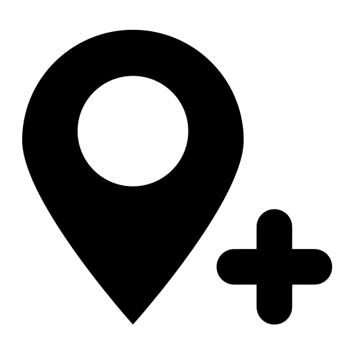 Black Location Pin with Plus Icon