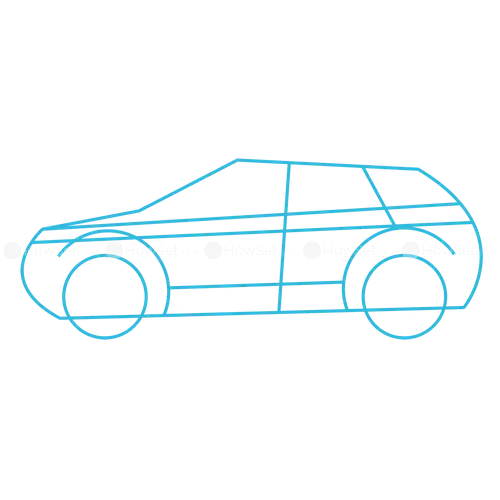 Simple Blue Car Outline Drawing