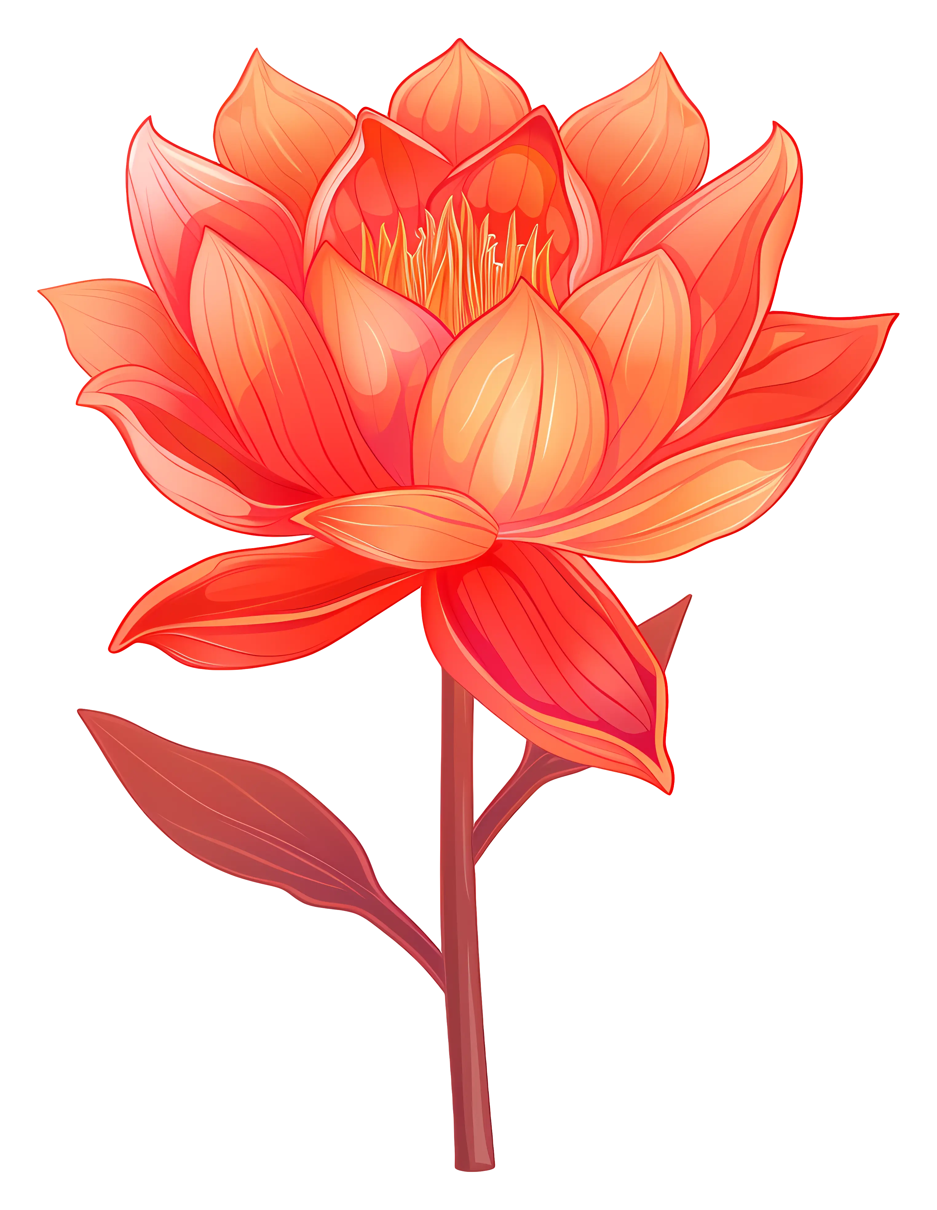 Red Lotus Flower Illustration