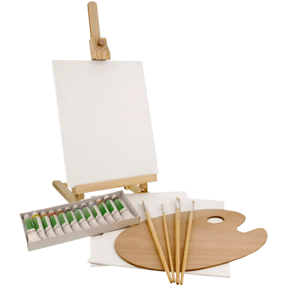 Art Supplies Set with Easel