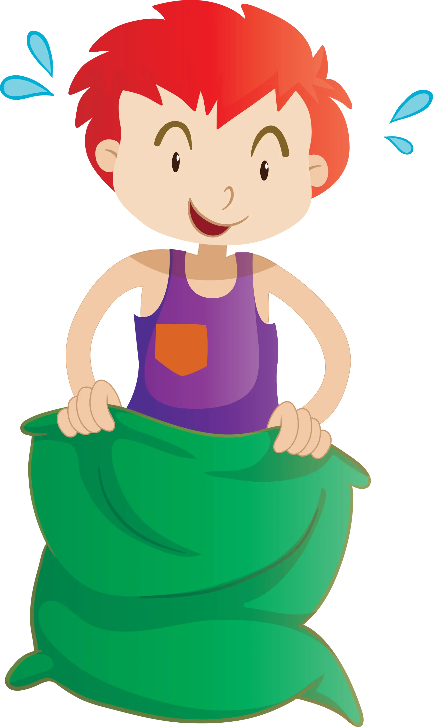 Cartoon Boy in Sack Race