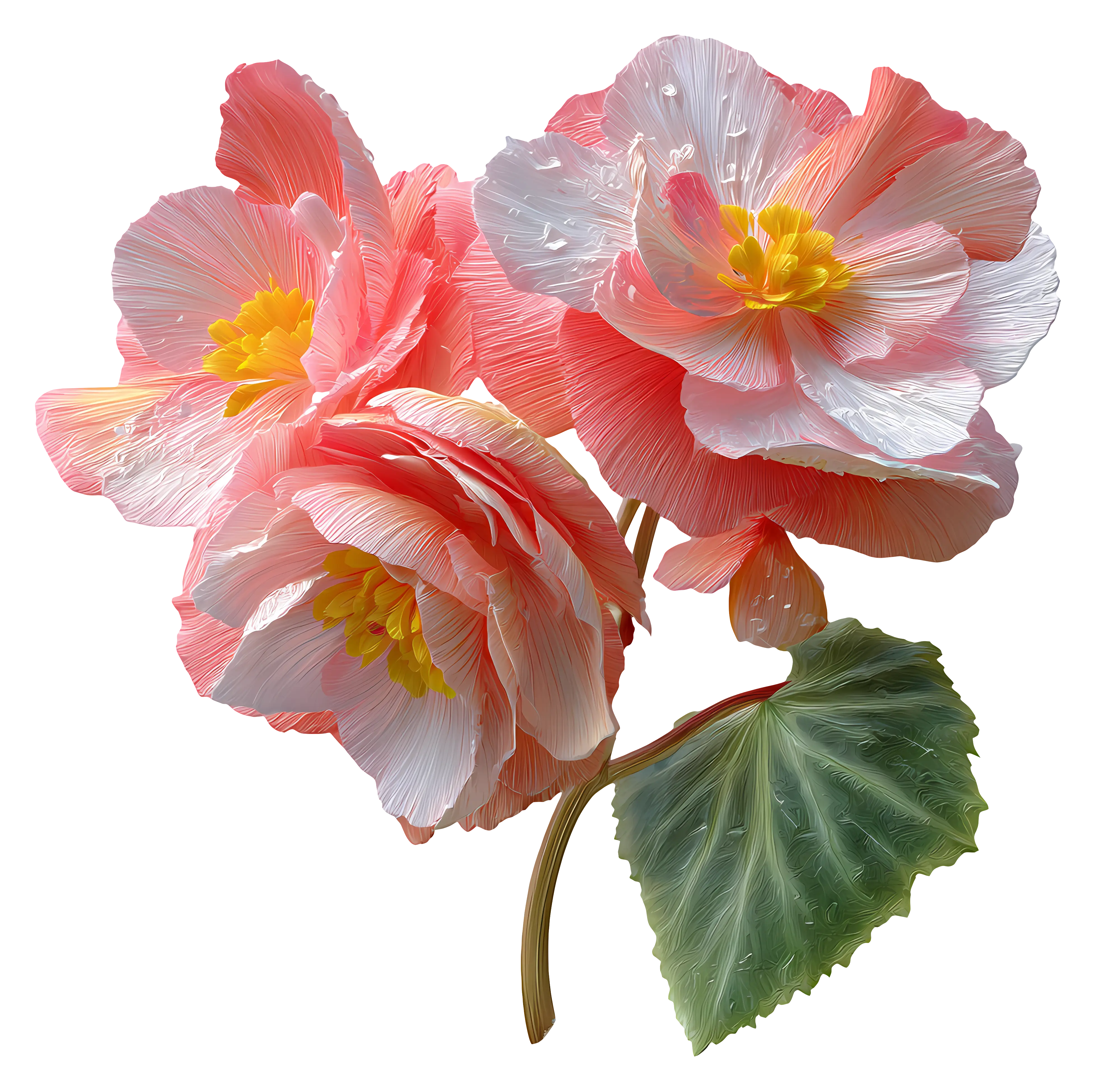 Pink Flowers with Leaf