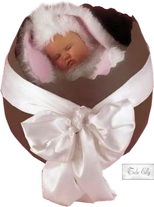 Cute Baby in Bunny Costume with Ribbon