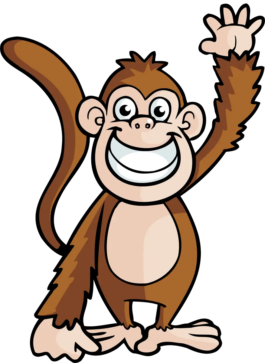 Happy Cartoon Monkey Raising Hand