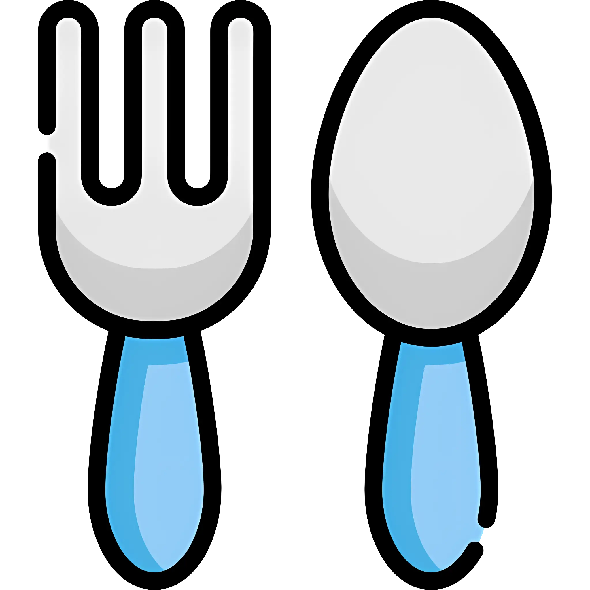 Fork and Spoon with Blue Handles