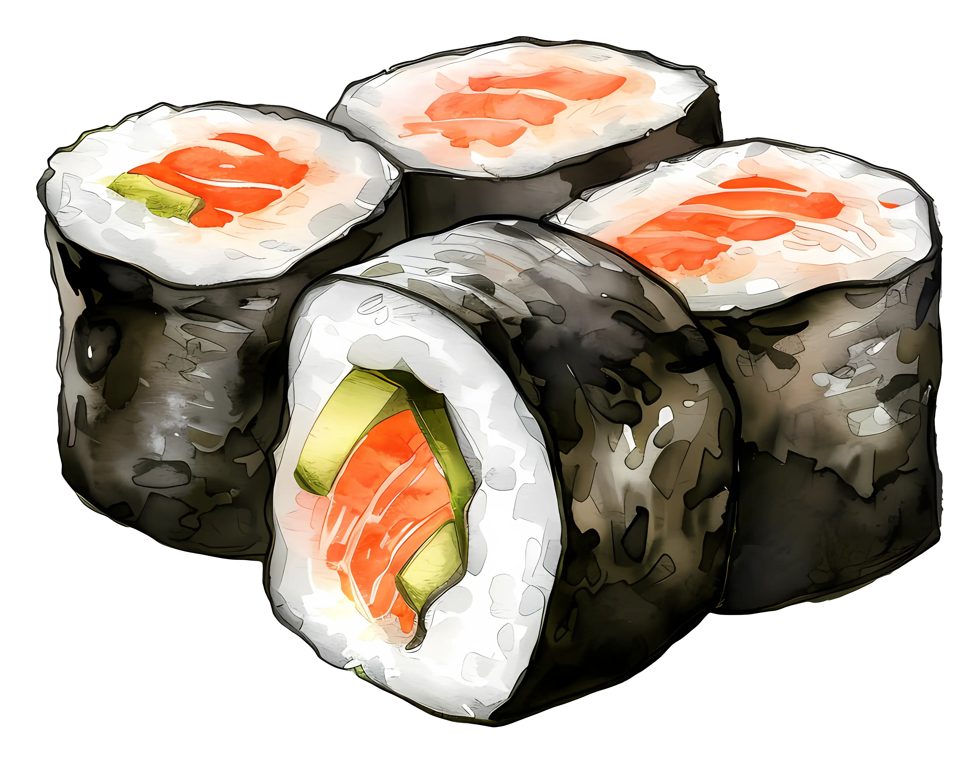 Sushi Rolls with Salmon and Avocado