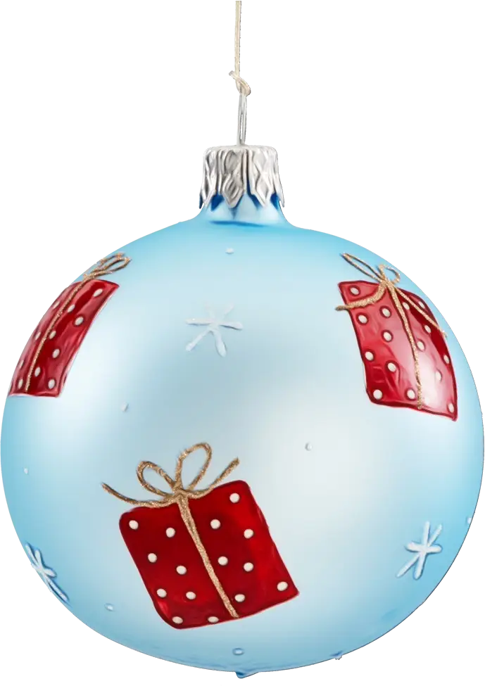 Blue Christmas Ornament with Gift Design