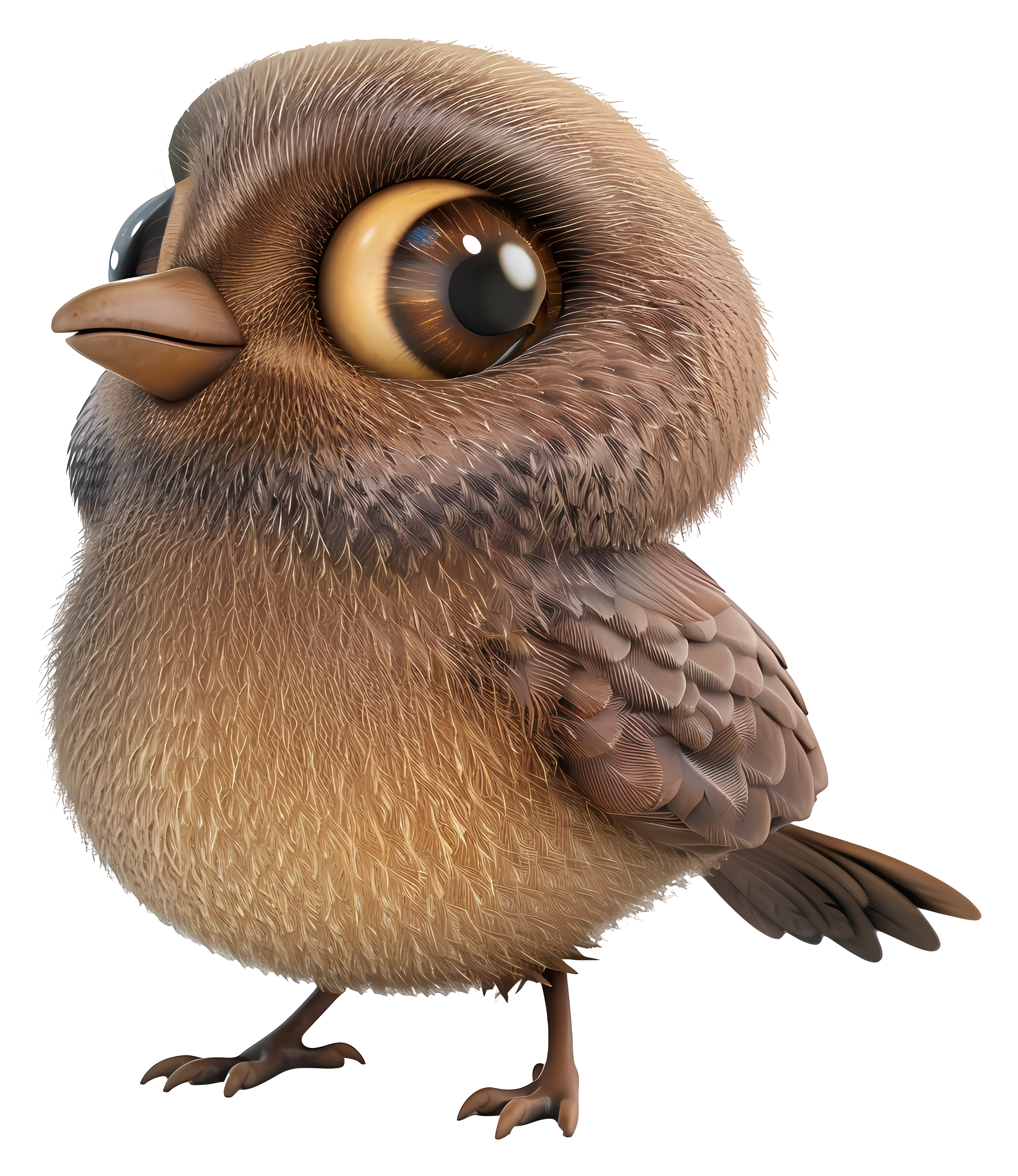 Brown Fluffy Cartoon Bird Illustration