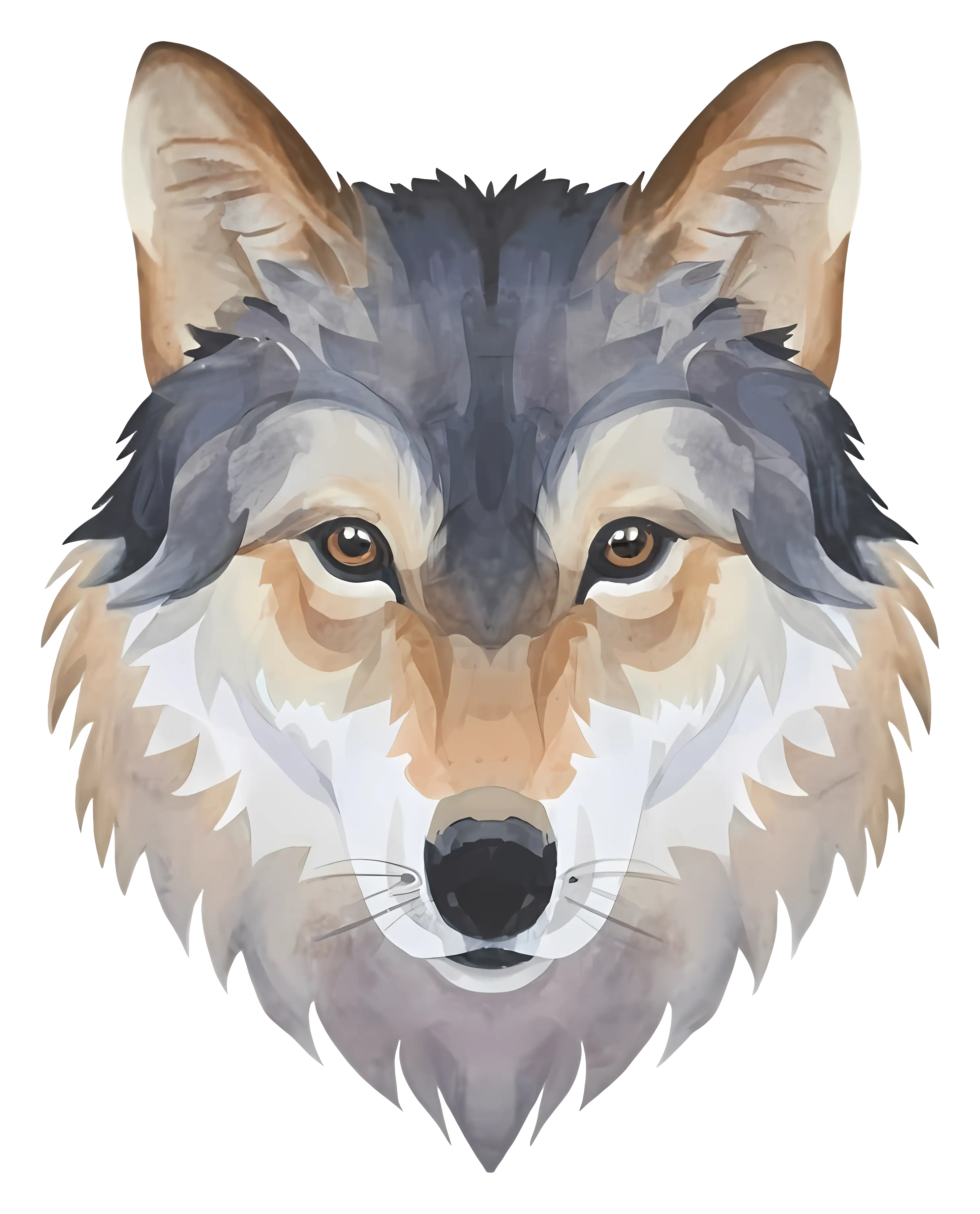 Wolf Face Illustration in Artistic Style