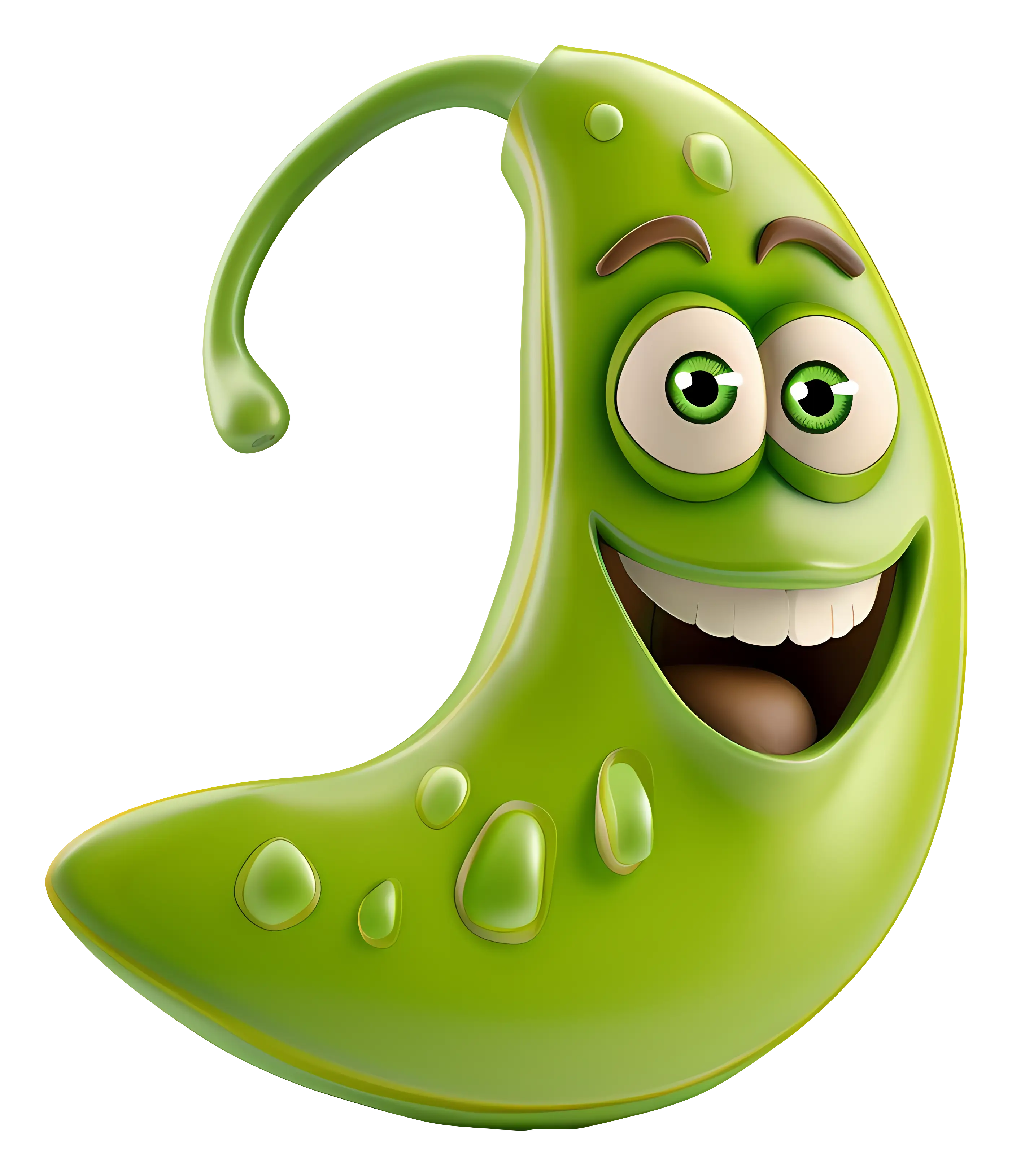 Smiling Green Chili Cartoon