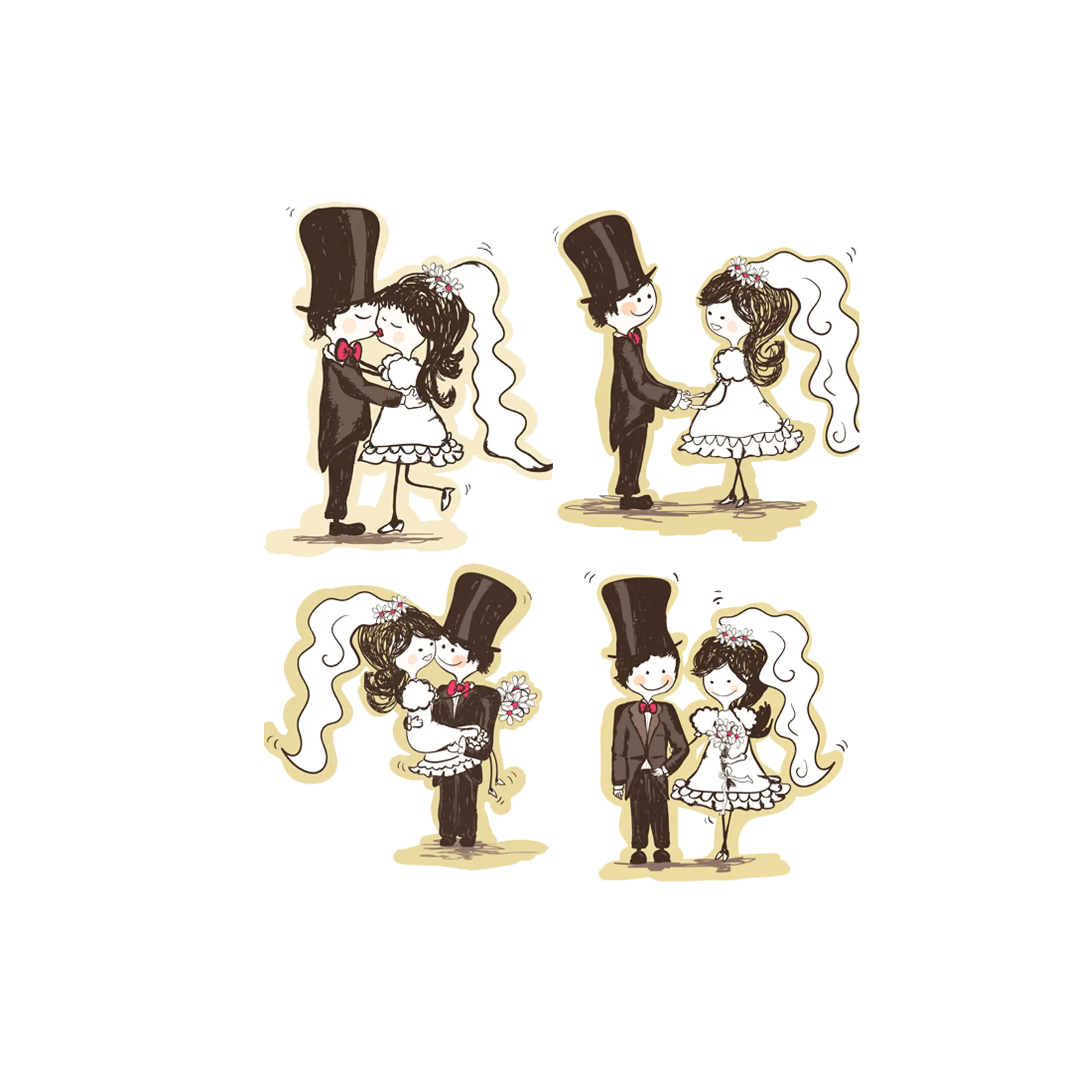 Cute Wedding Couple Cartoon