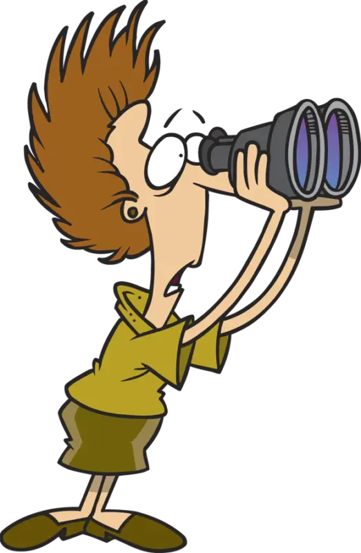 Cartoon Man Looking Through Binoculars
