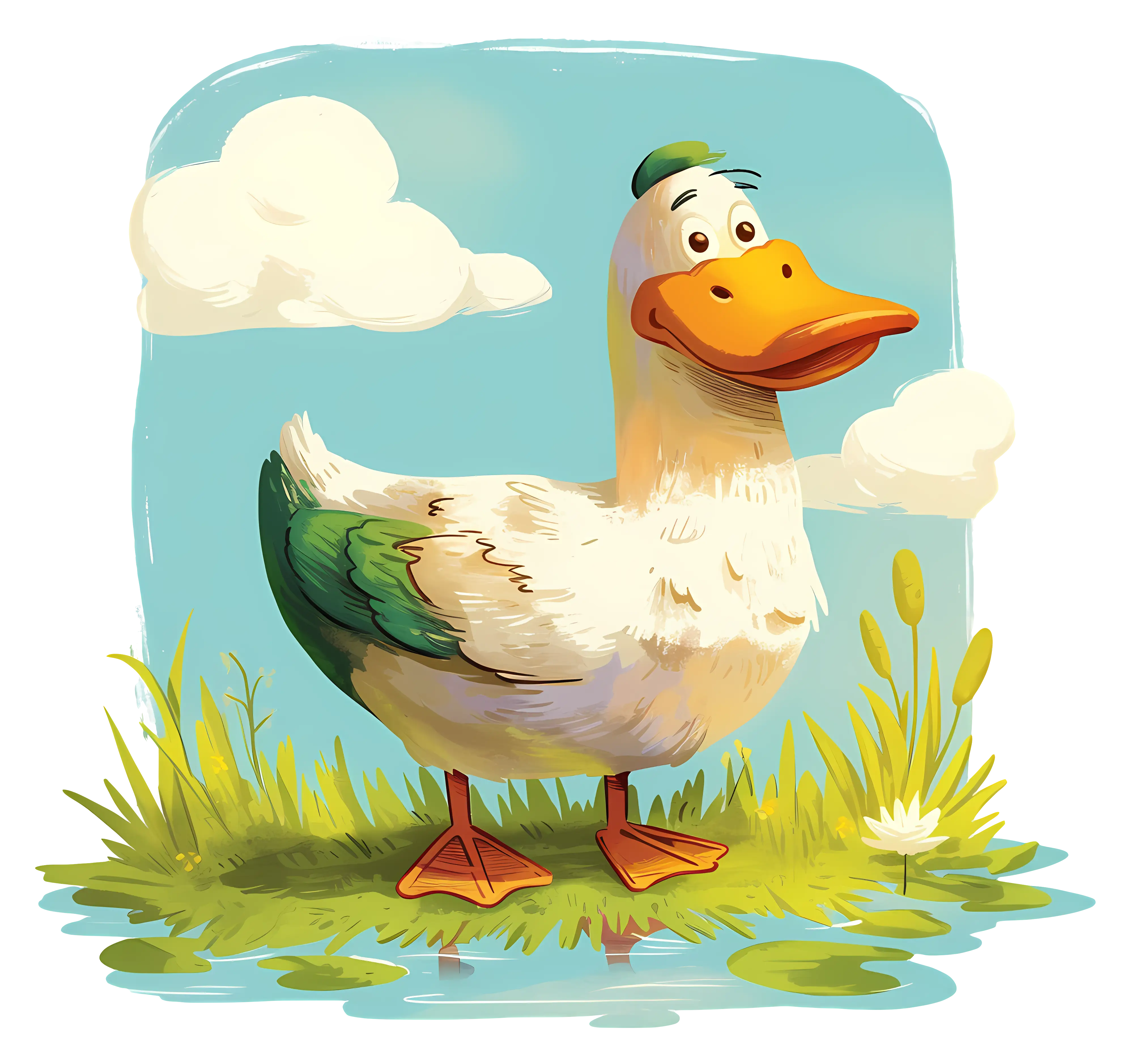 Cartoon Duck in a Natural Setting