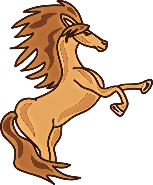 Cartoon Rearing Brown Horse Illustration