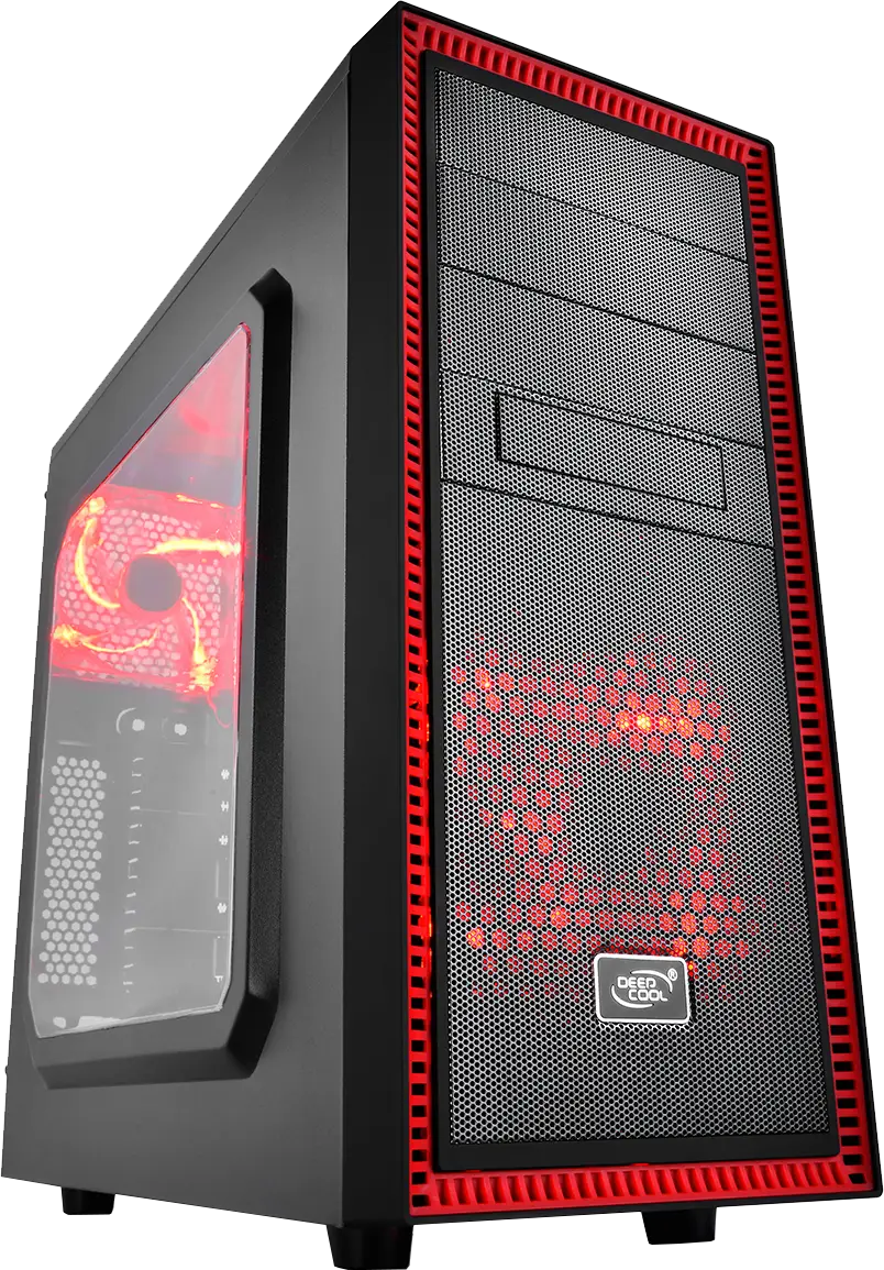 Computer Case with Red Accents for Gaming