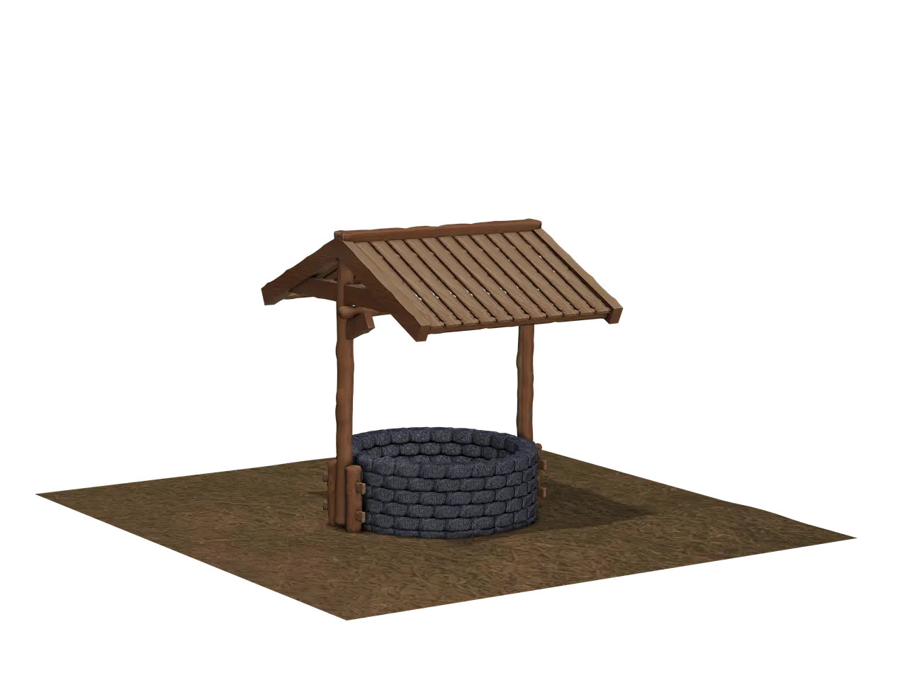 Traditional Stone Well with Wooden Roof