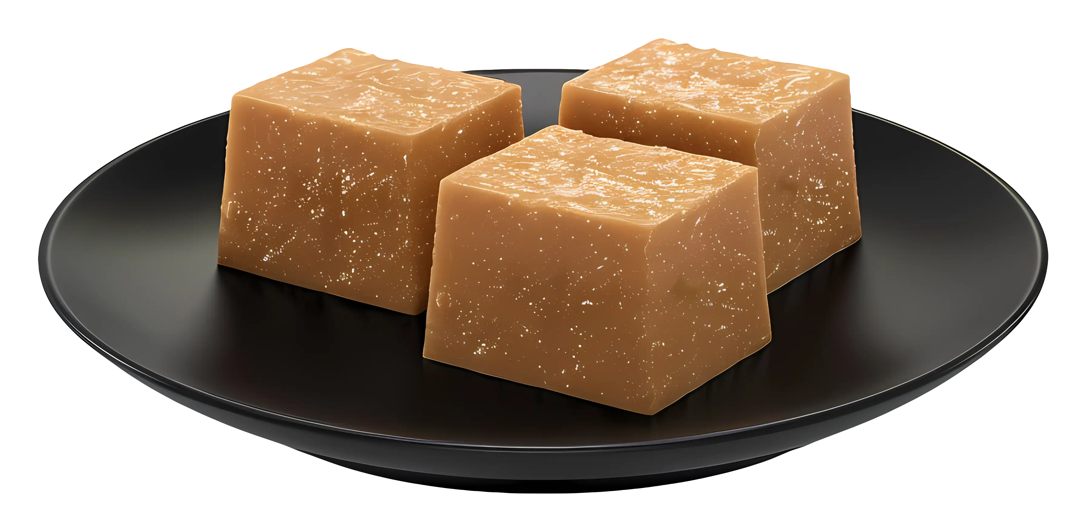 Caramel Cubes on Black Plate