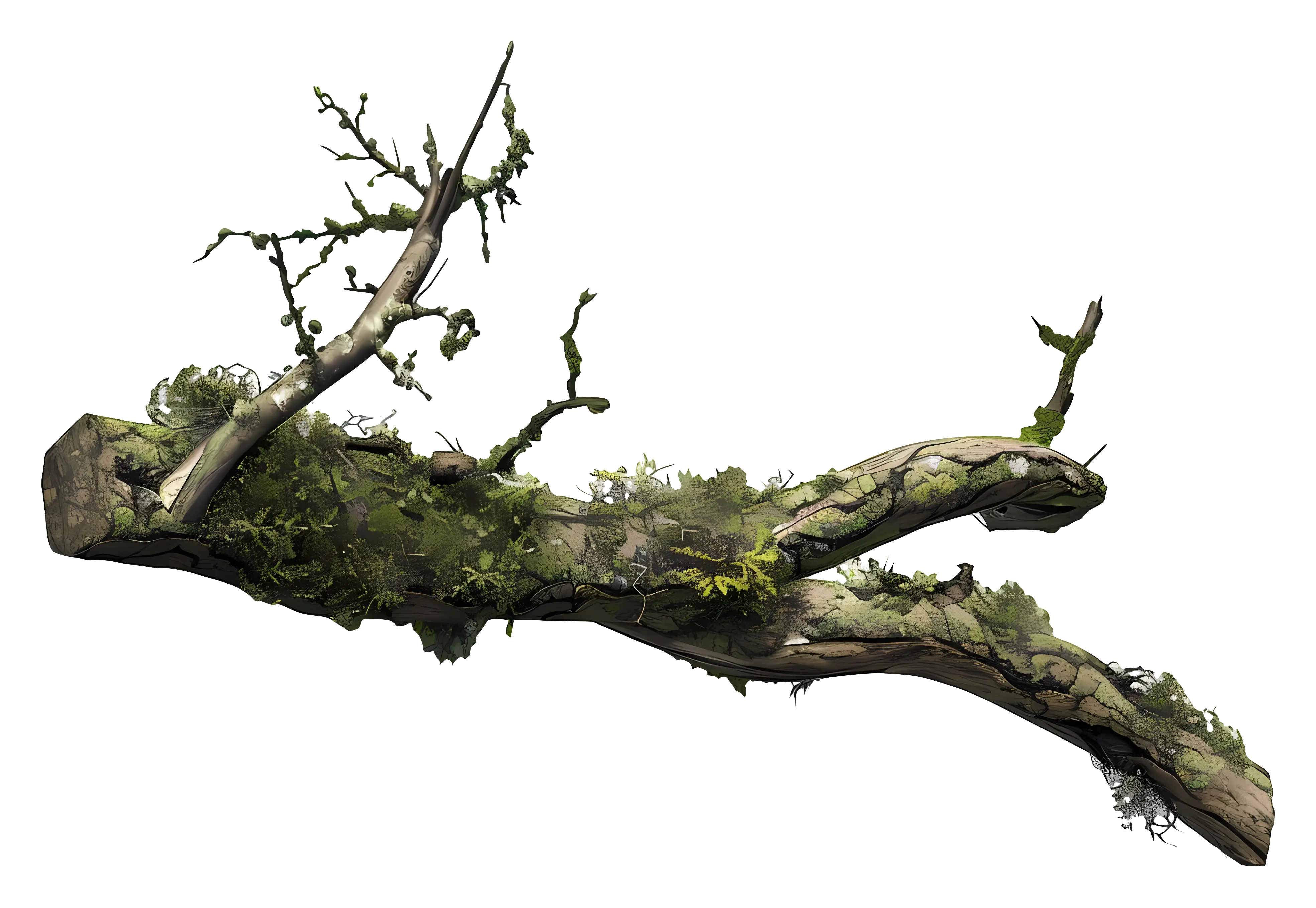 Mossy Branch in the Forest