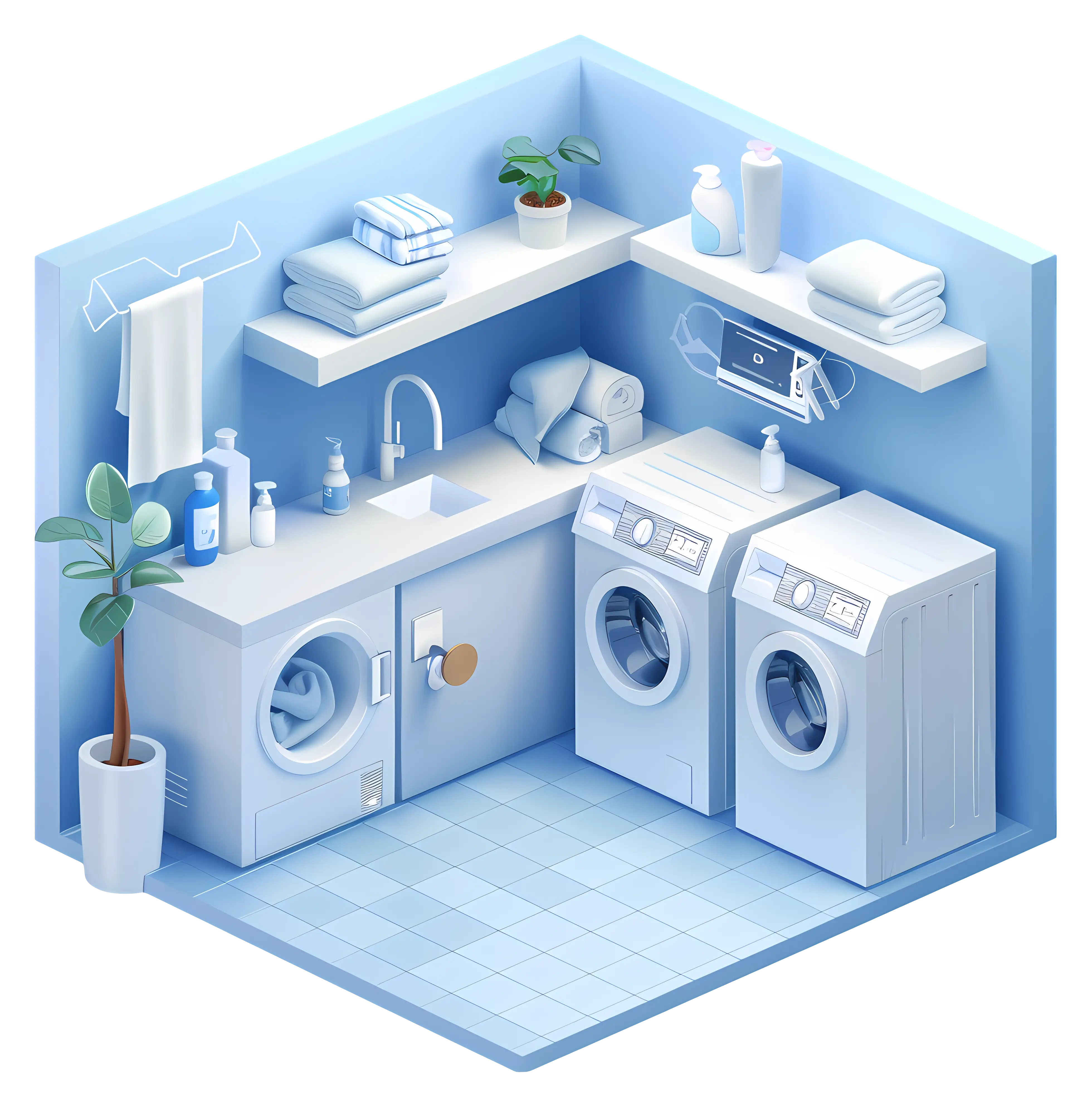 Modern Laundry Room with Washing Machines and Sink