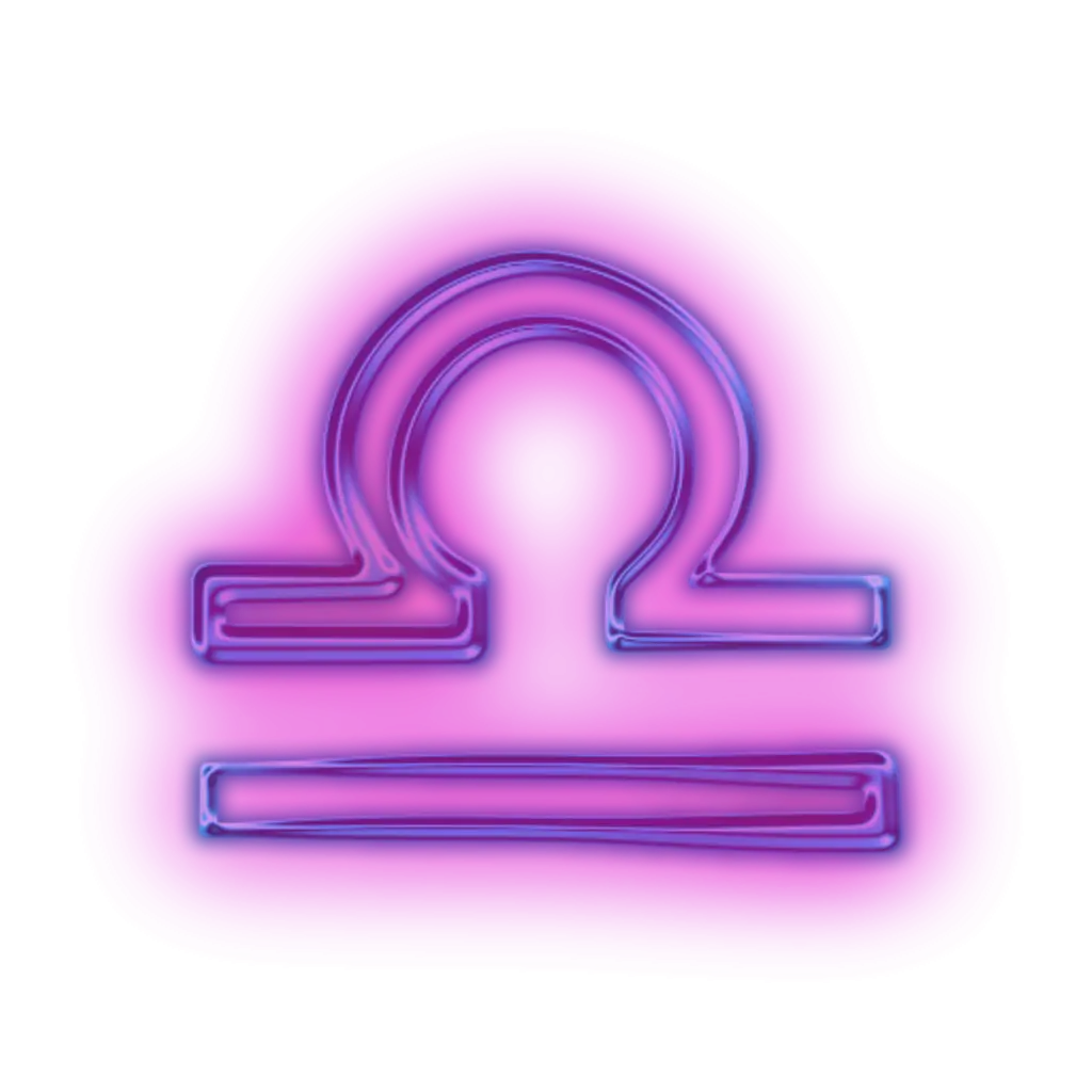 Neon Libra Zodiac Sign in Bright Colors