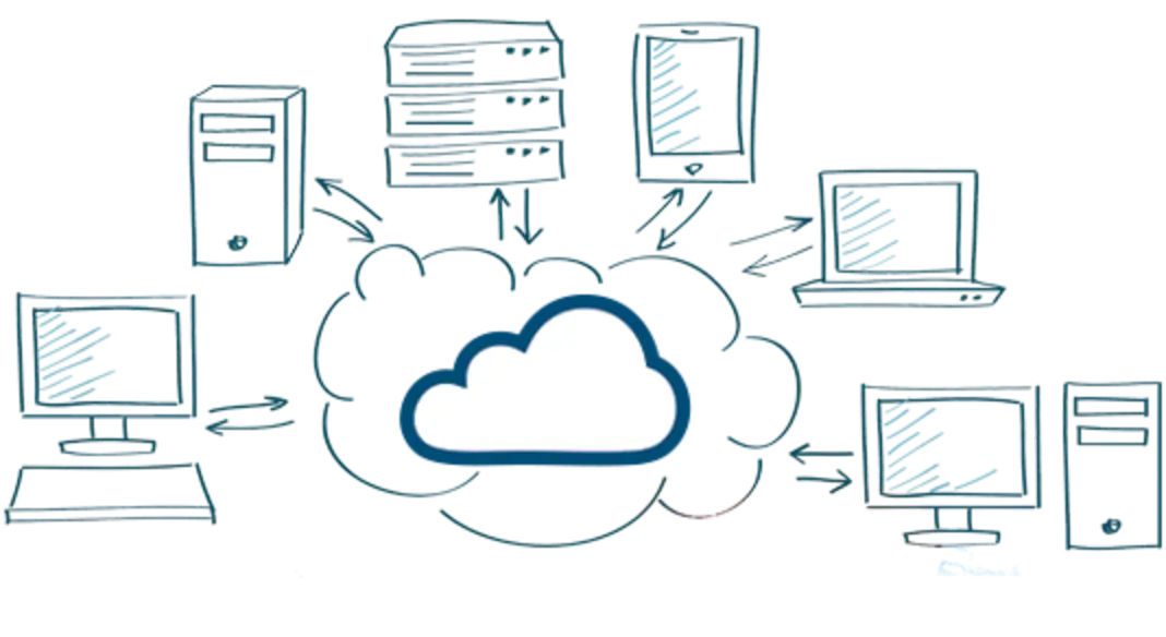 Cloud Computing Illustration with Network Devices