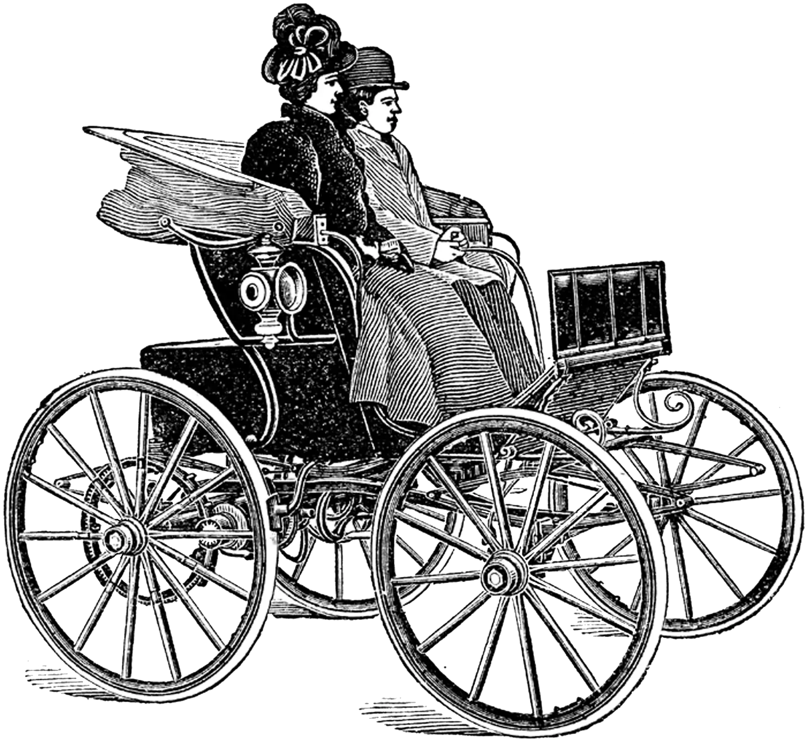 Vintage Car with Couple Illustration