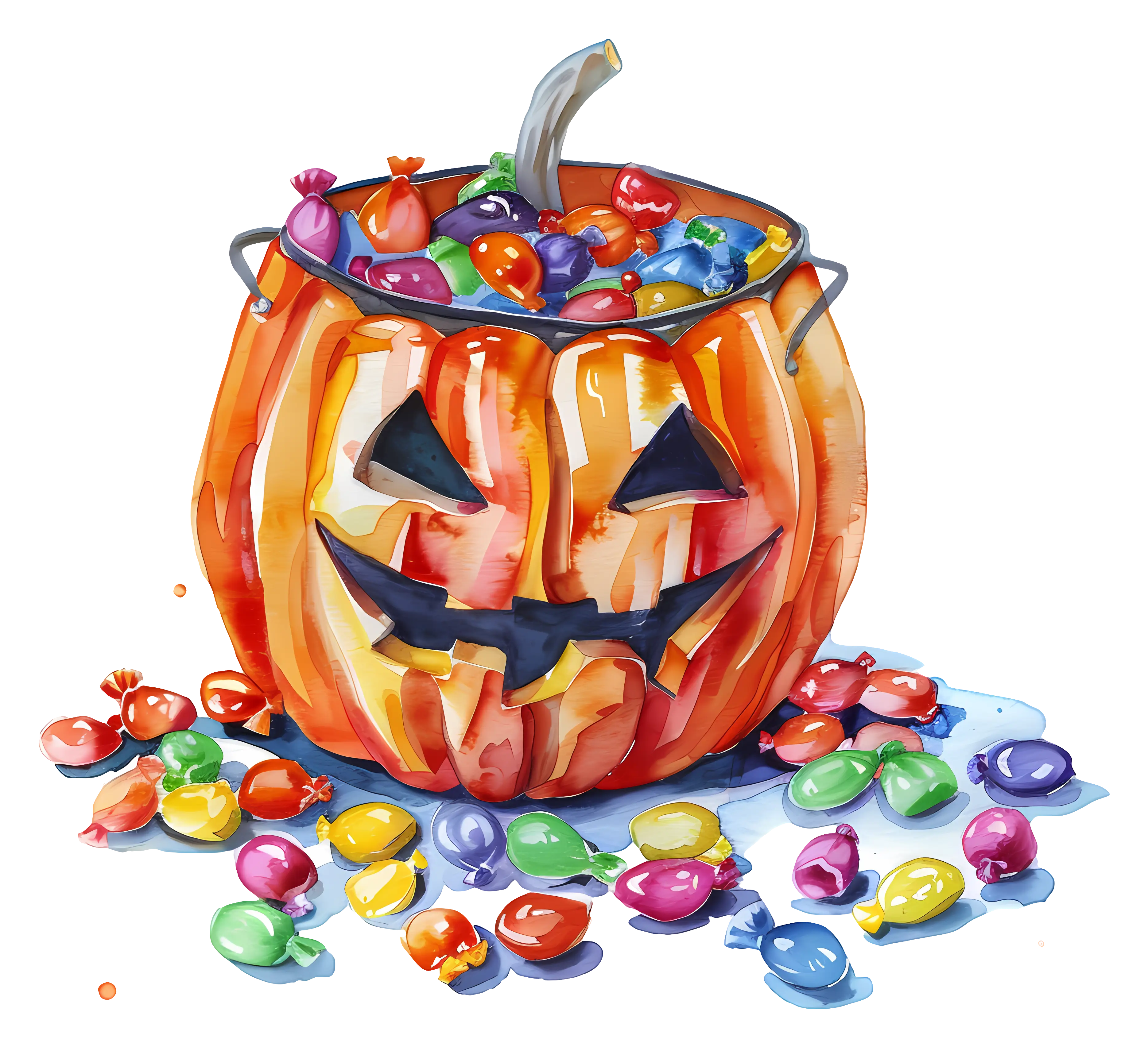 Candy Filled Halloween Pumpkin Illustration
