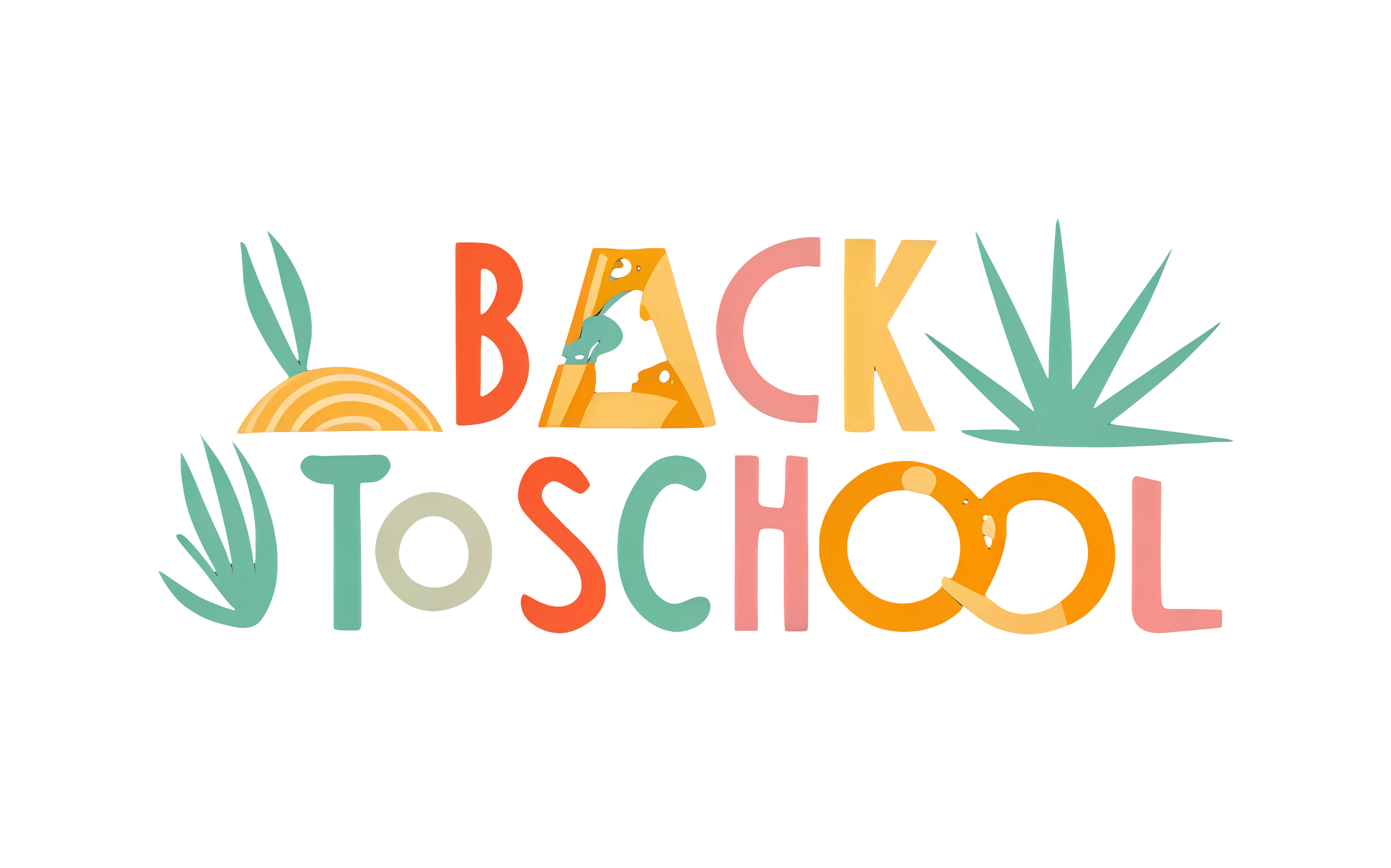 Colorful Back to School Text with Plants
