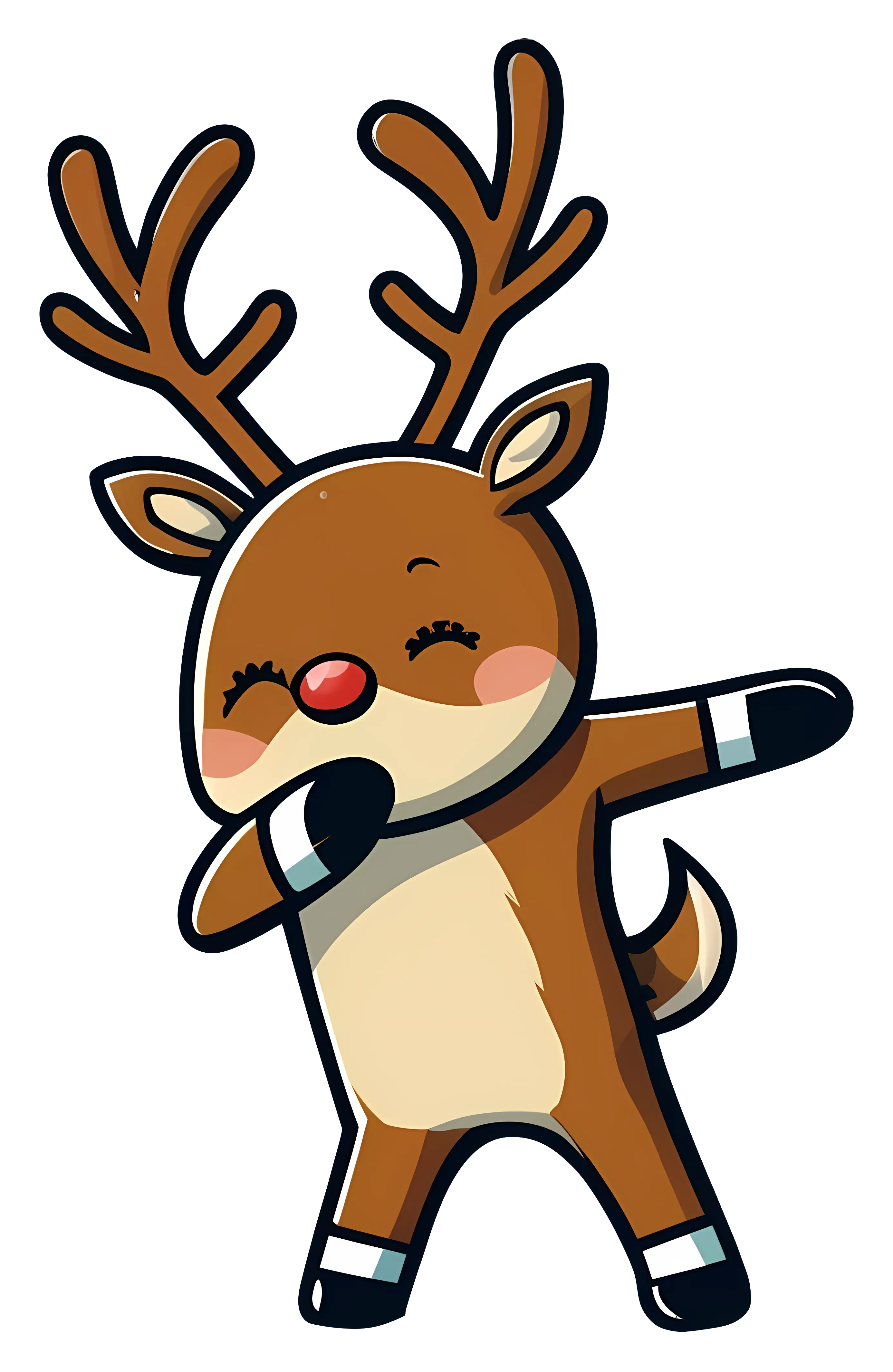 Cheerful Dabbing Reindeer Cartoon