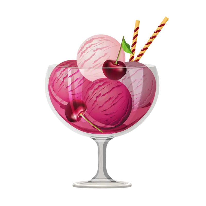 Cherry Ice Cream Sundae Illustration