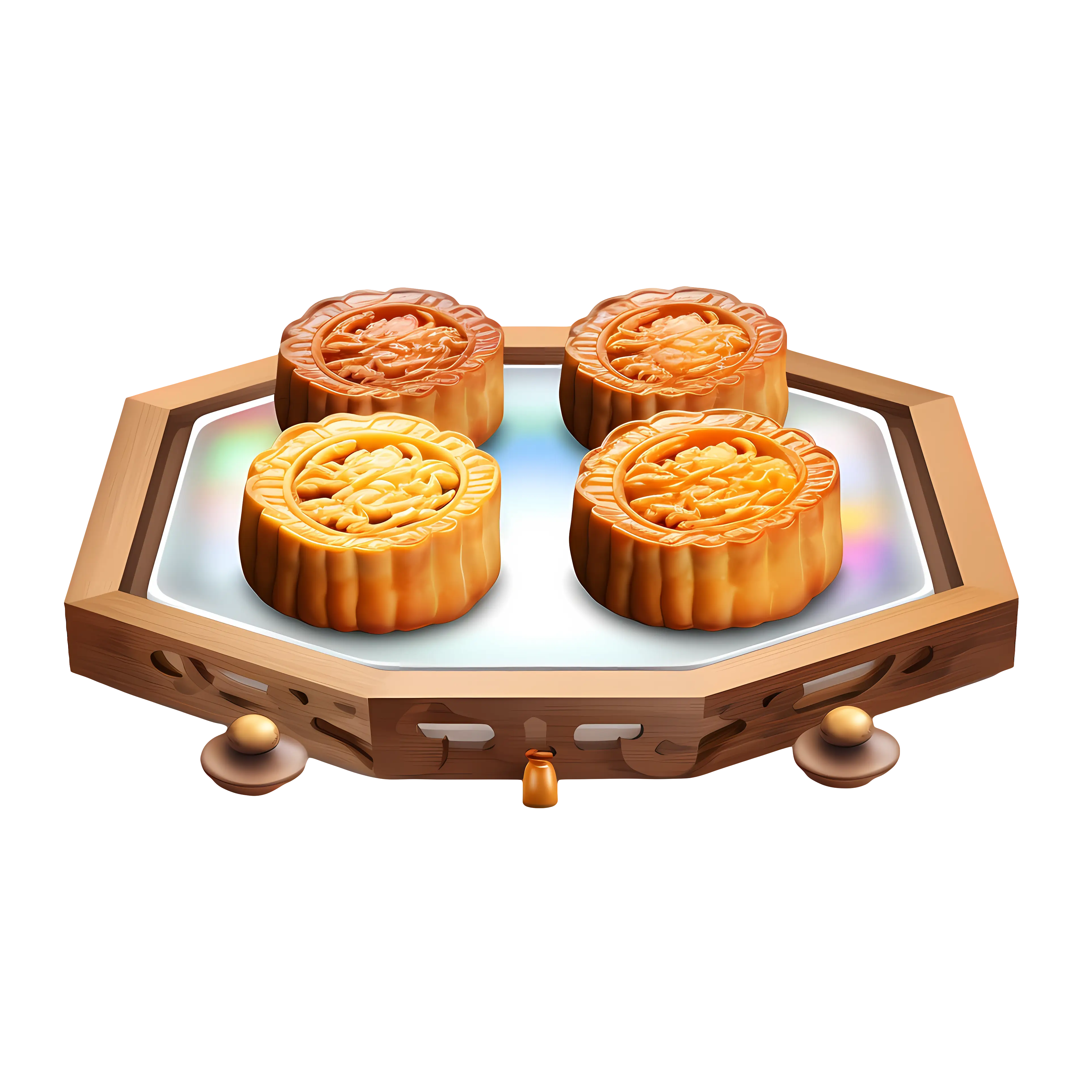 Festive Traditional Chinese Mooncakes on Tray